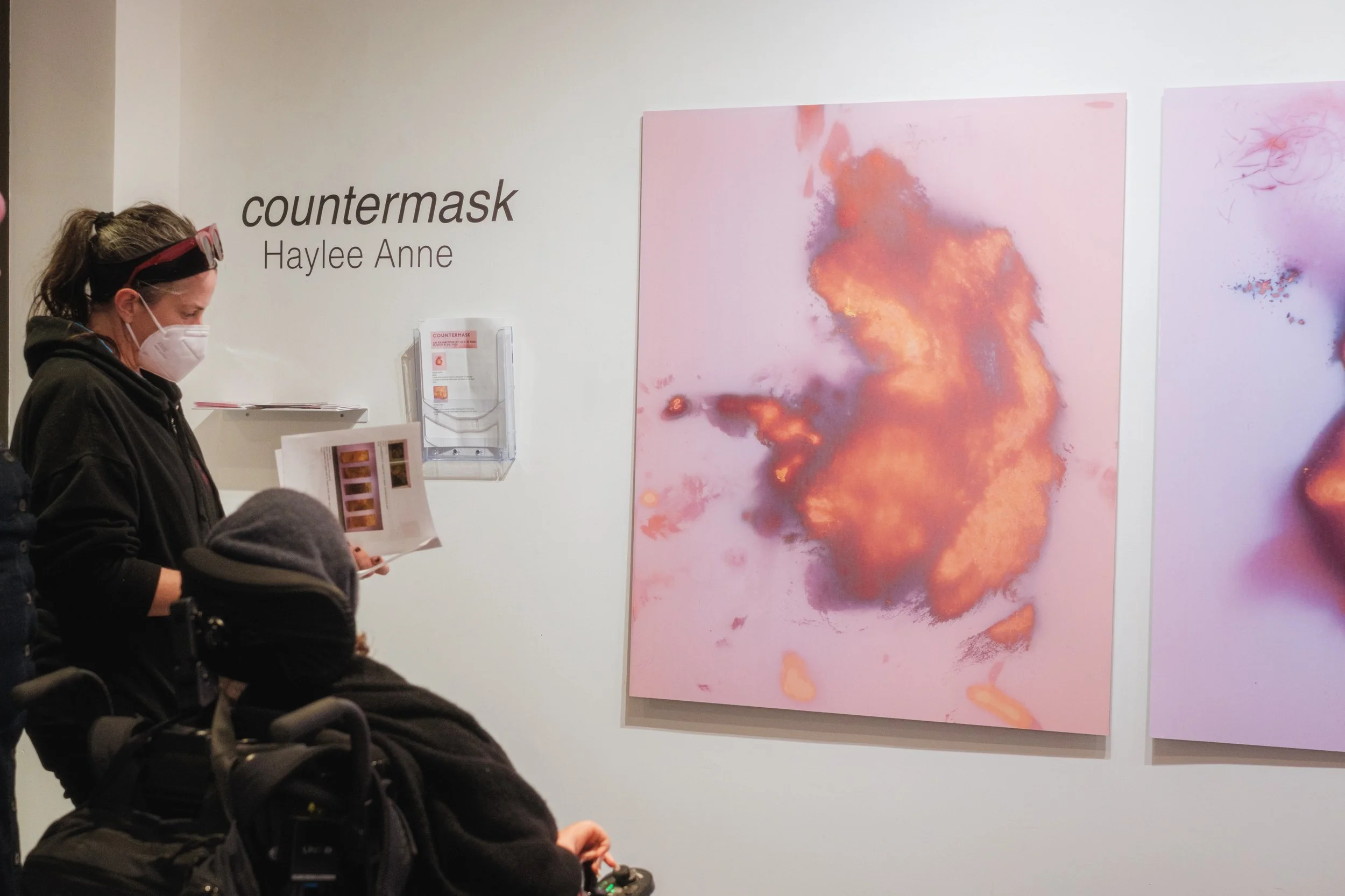 Installation image from "countermask." Photograph courtesy of Clint Fuller. On view at the Welch Gallery 130 at Georgia State University, March 2026.