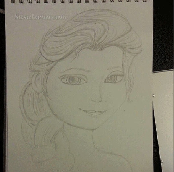 Disney Frozen's Elsa - Mixed Media on Watercolor paper