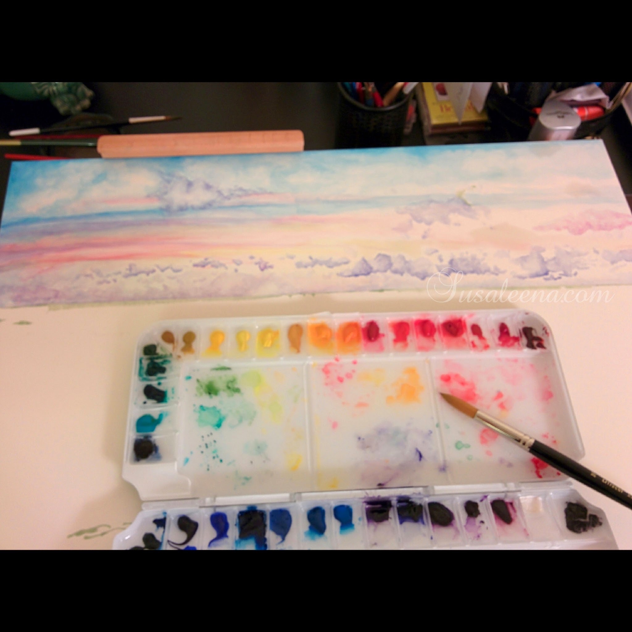 Sneak peek at the mess on my desk. Full size Aquaboard is about 16x24