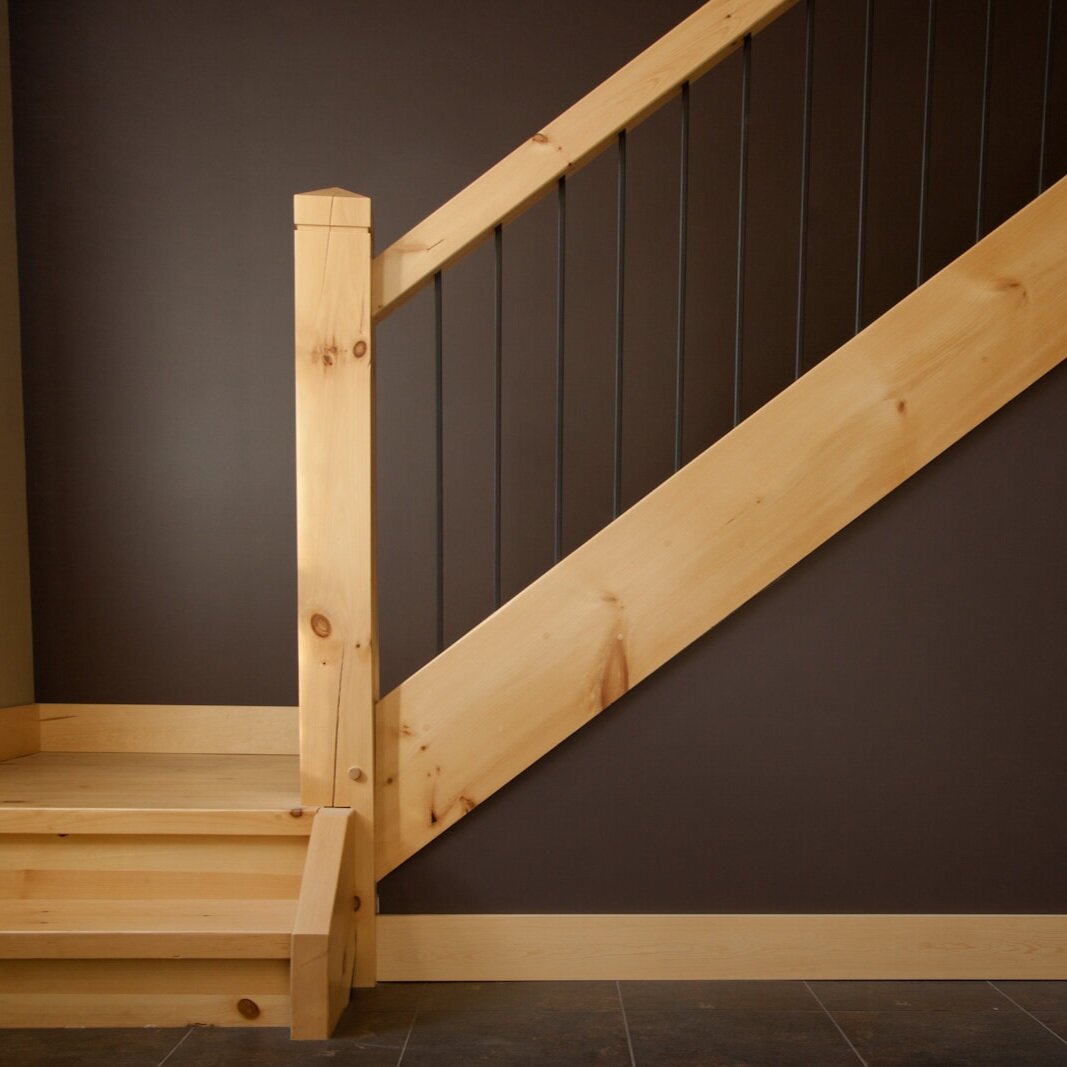 custom timber timberframe stair railing stairway staircase pine metal