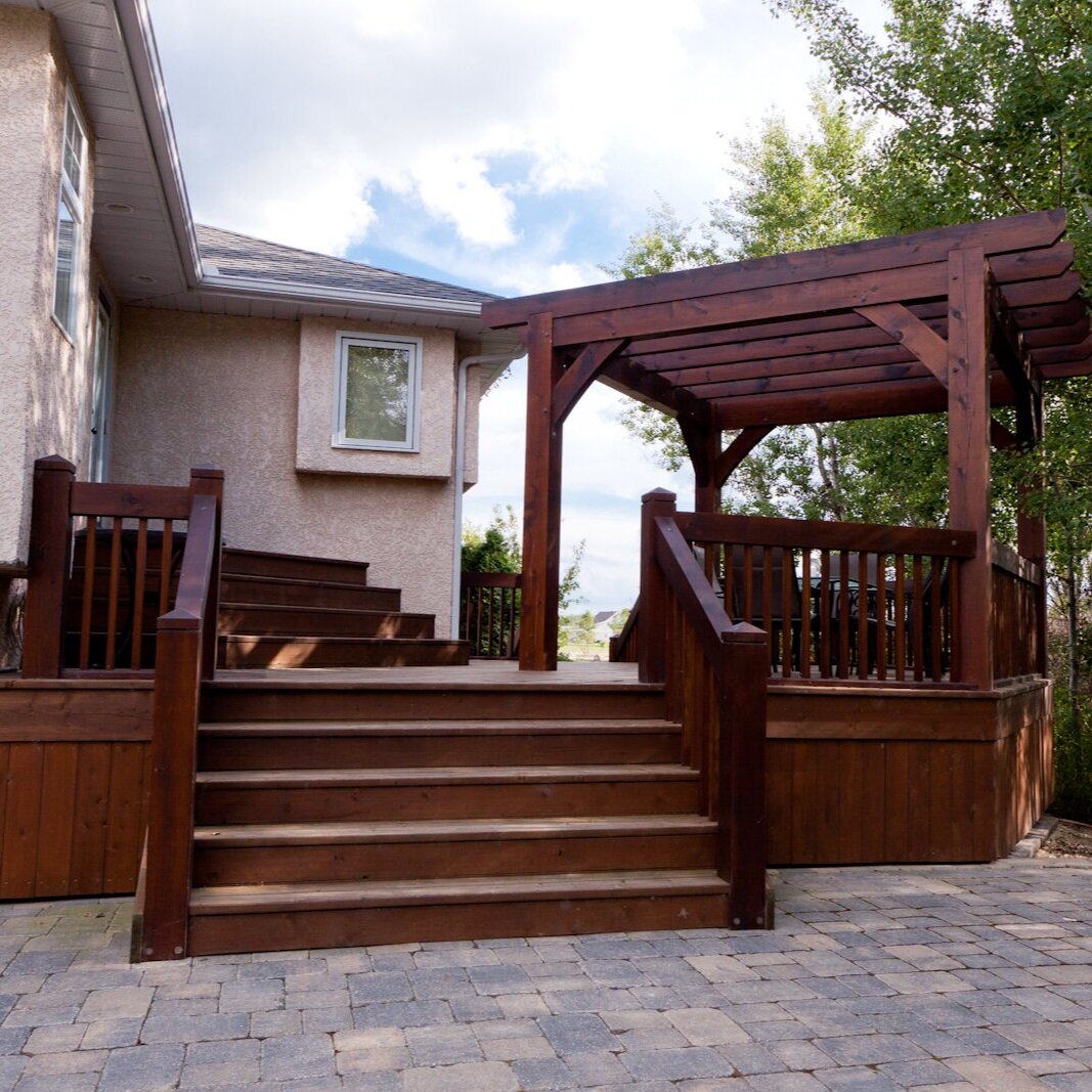 custom timber deck pergola patio stair railing