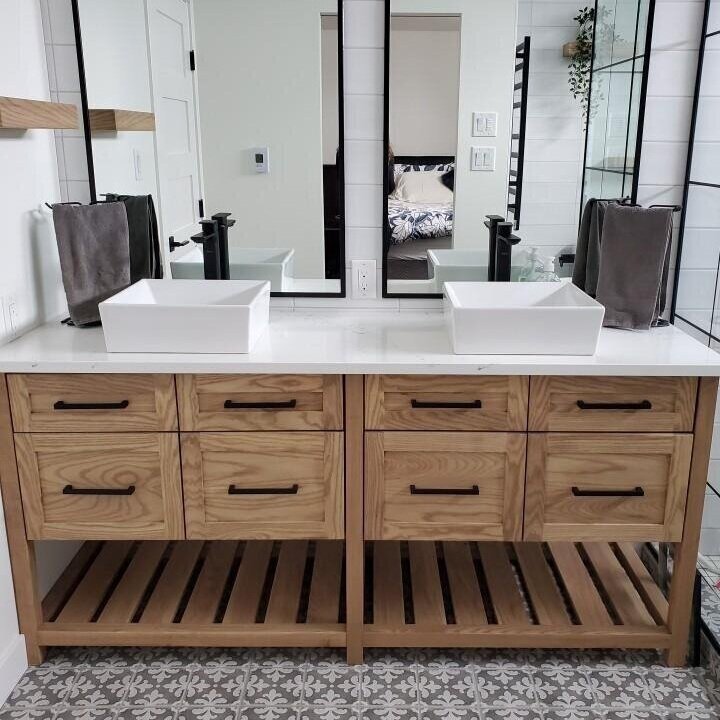 custom timber bathroom vanity woodworking double sink ash