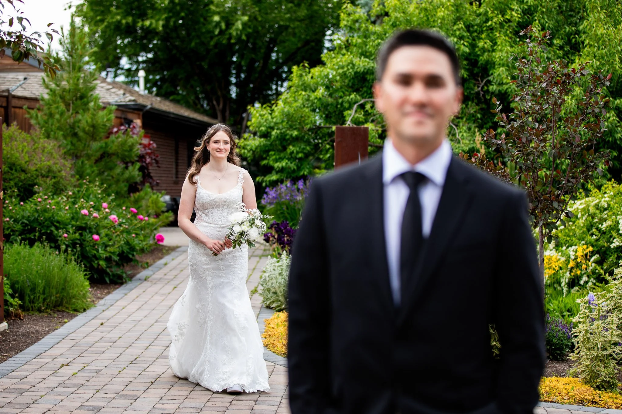 Robert's emotional reaction during the couple's first look before their Calgary Zoo wedding
