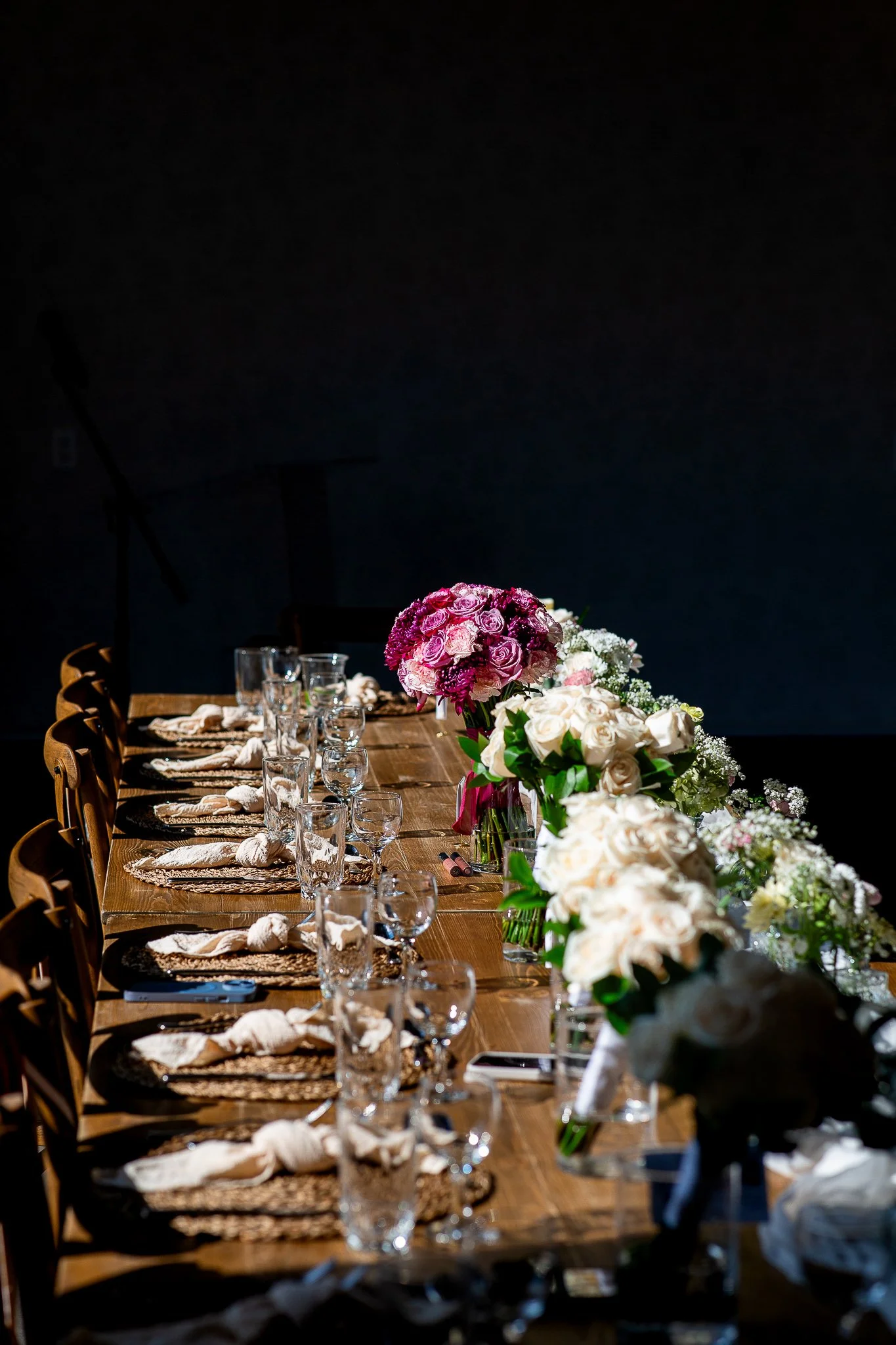 Rustic wedding décor and details inside Prairie Lane Barn in Calgary