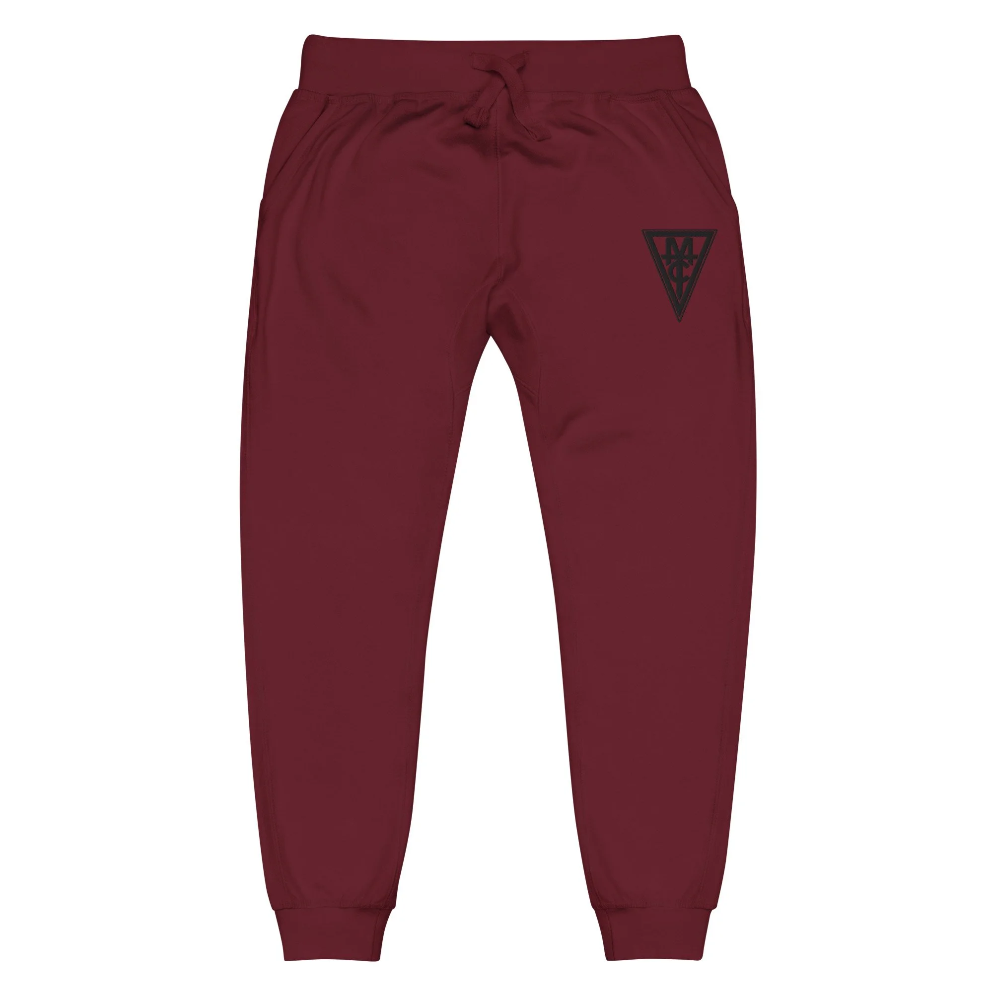 unisex-fleece-sweatpants-maroon-front-691bd0a784ec1.jpg