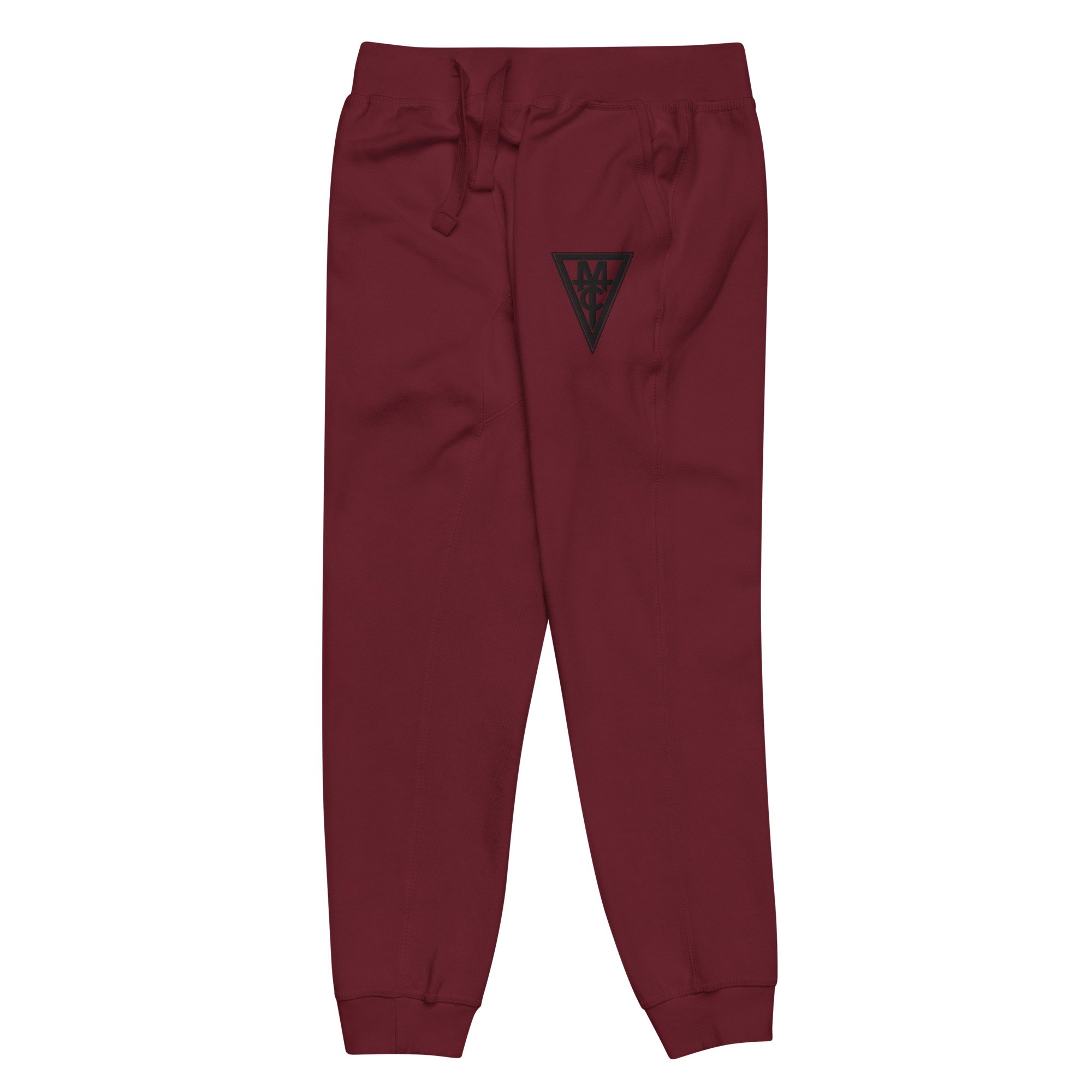 unisex-fleece-sweatpants-maroon-front-left-691bd0a7850ae.jpg