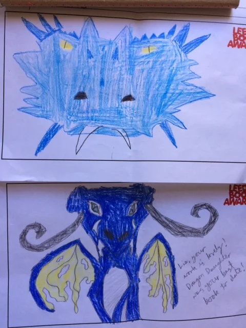 Beautiful reader art that I was given on the day! How fierce are these dragons? Thank you!