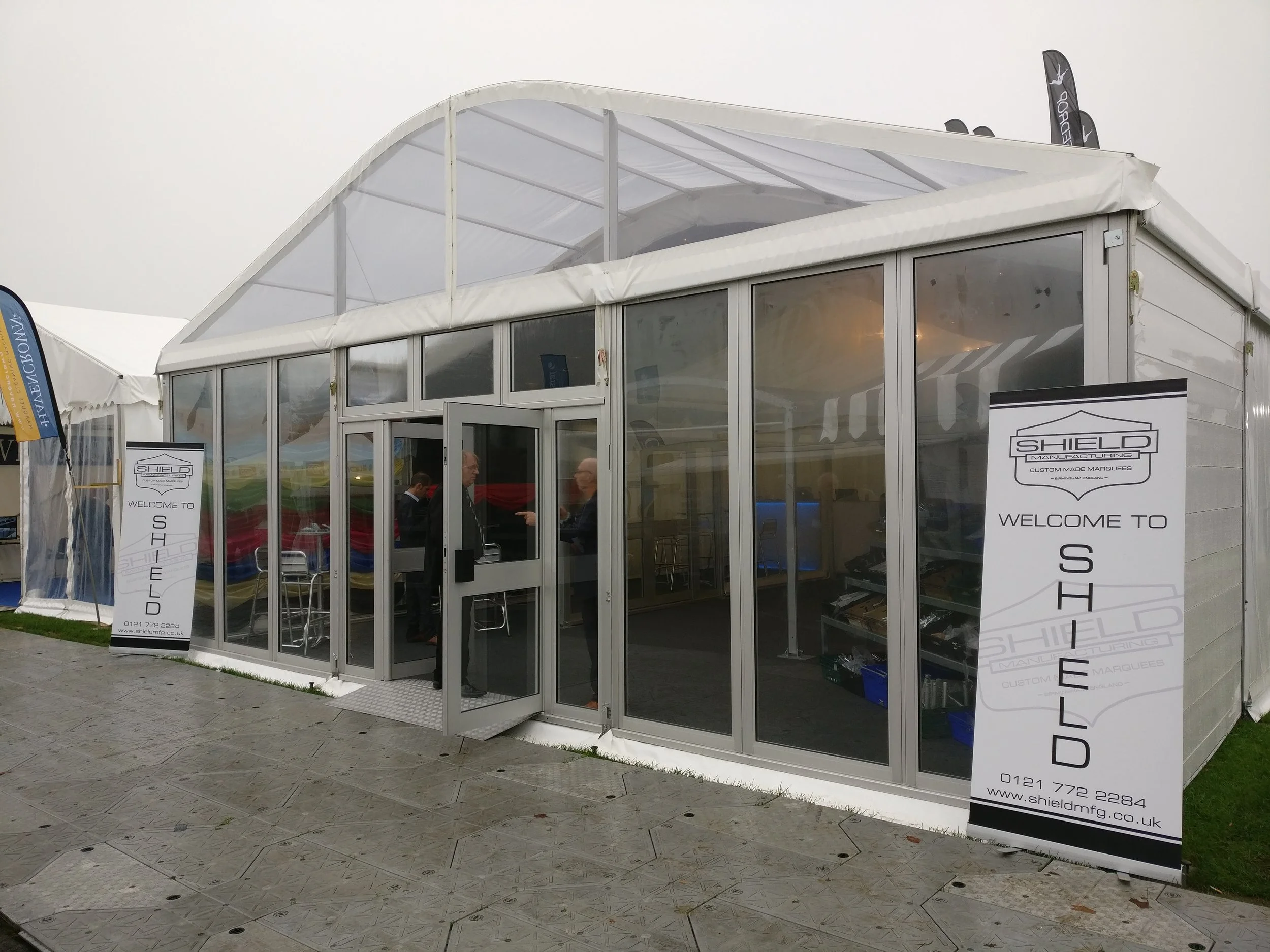 Shield's glass door at the showmans's show 2017