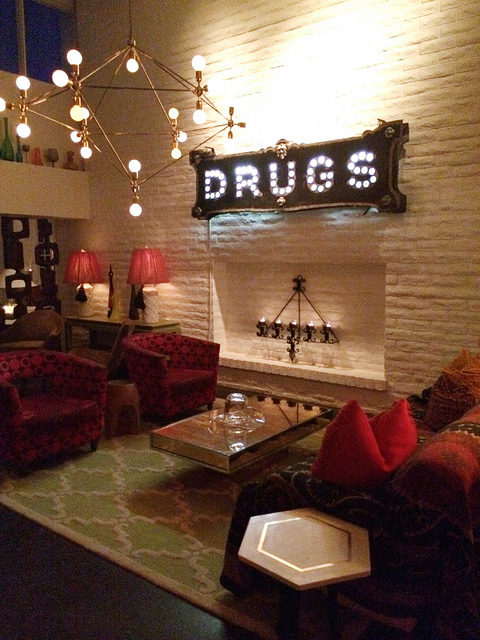 The Parker lobby: Jonathan Adler wonderland.