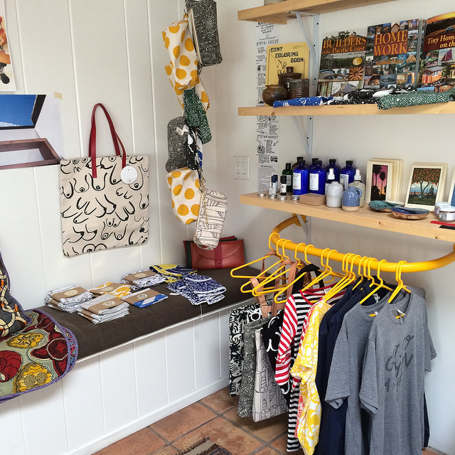 Gravel & Gold shop at the Rancho Inn. How girl power its that boob tote? ;)