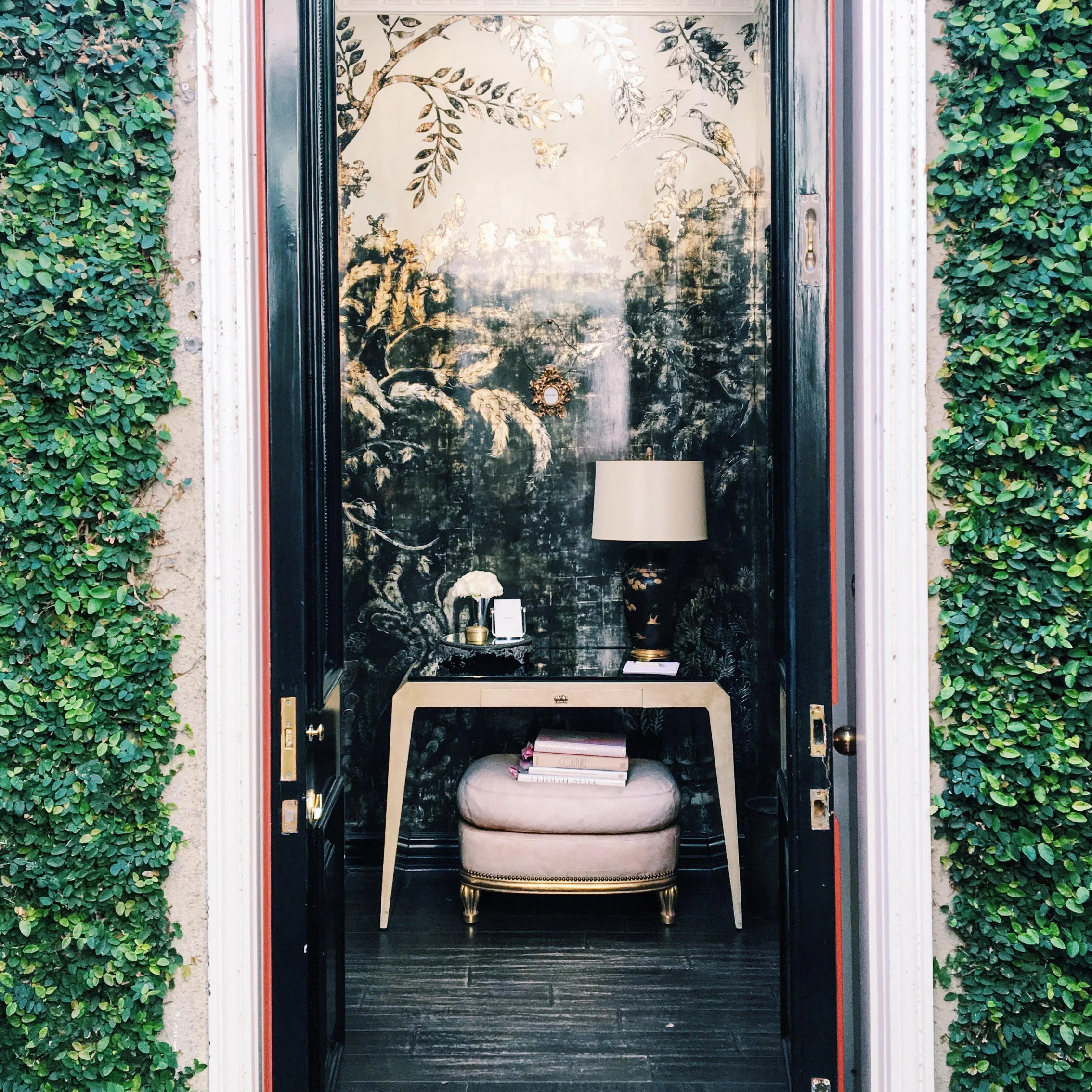Tucked-away entrance to Violet Grey in West Hollywood.