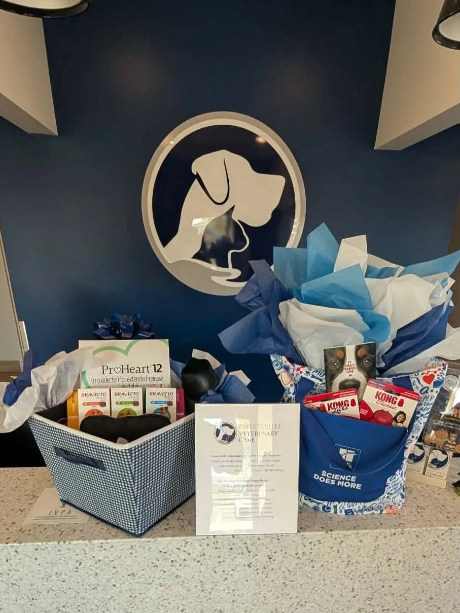 Our amazing friends @fayetteville.vet came through in a big way for Winetopia 🙌🙌🙌

This Parasite Prevention Doggy Basket has everything you need to keep your dog as healthy as they can be! 

It includes:

1 Physical Exam
1 Heartworm Antigen Test
1