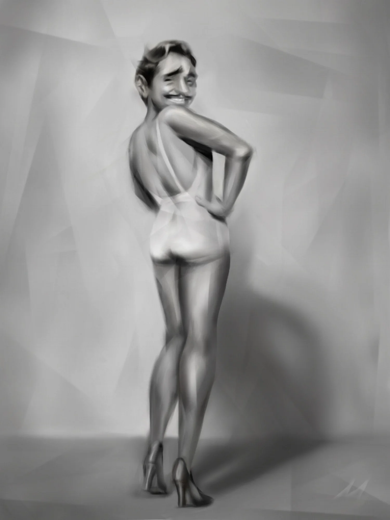  "Clark Grable"  Betty Grable + Clark Gable = Clark Grable. &nbsp;Riffing on the gorgeous WWII cheesecake shot of Betty 'Gams' Grable. #celebritymashup 