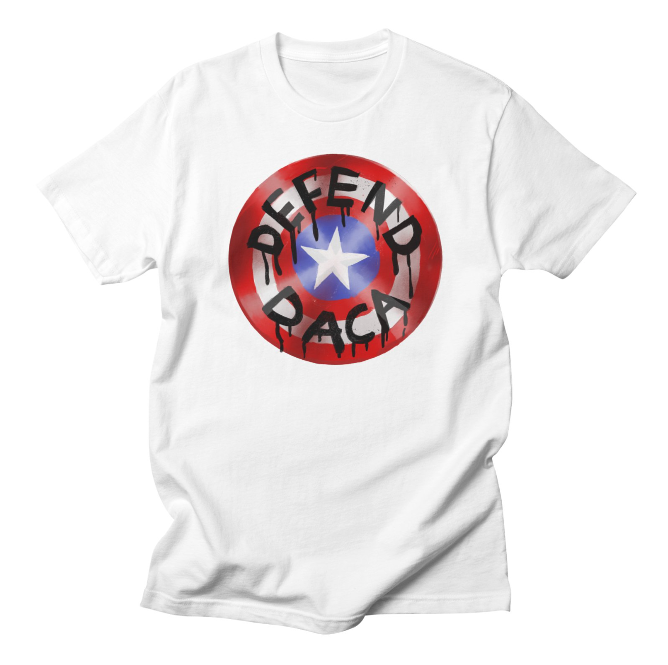 What would Captain America do? Defend DACA, of course! https://pushbackshack.threadless.com/designs/defend-daca/womens/fitted-t-shirt?color=white Help me raise funds for the ACLU and their current and coming battles to defend DACA!
