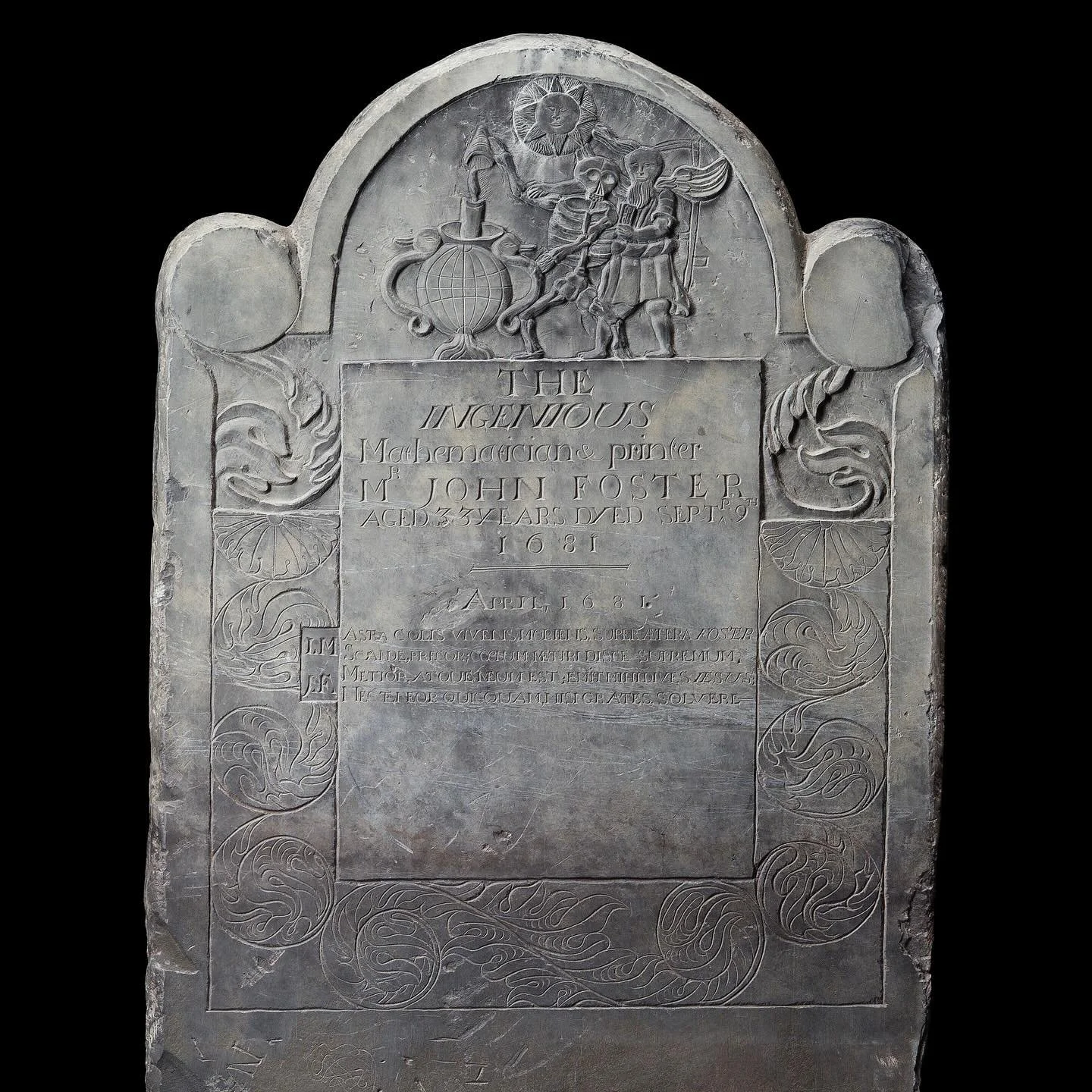This expertly photograph of the gravestone of John Foster, was made by John Woolf (www.jwoolf.com/portfolios/), Digital Systems Manager at the Museum of Fine Arts, Boston. The gravestone is on view in the museum&rsquo;s Art of the American Wing.

Ame