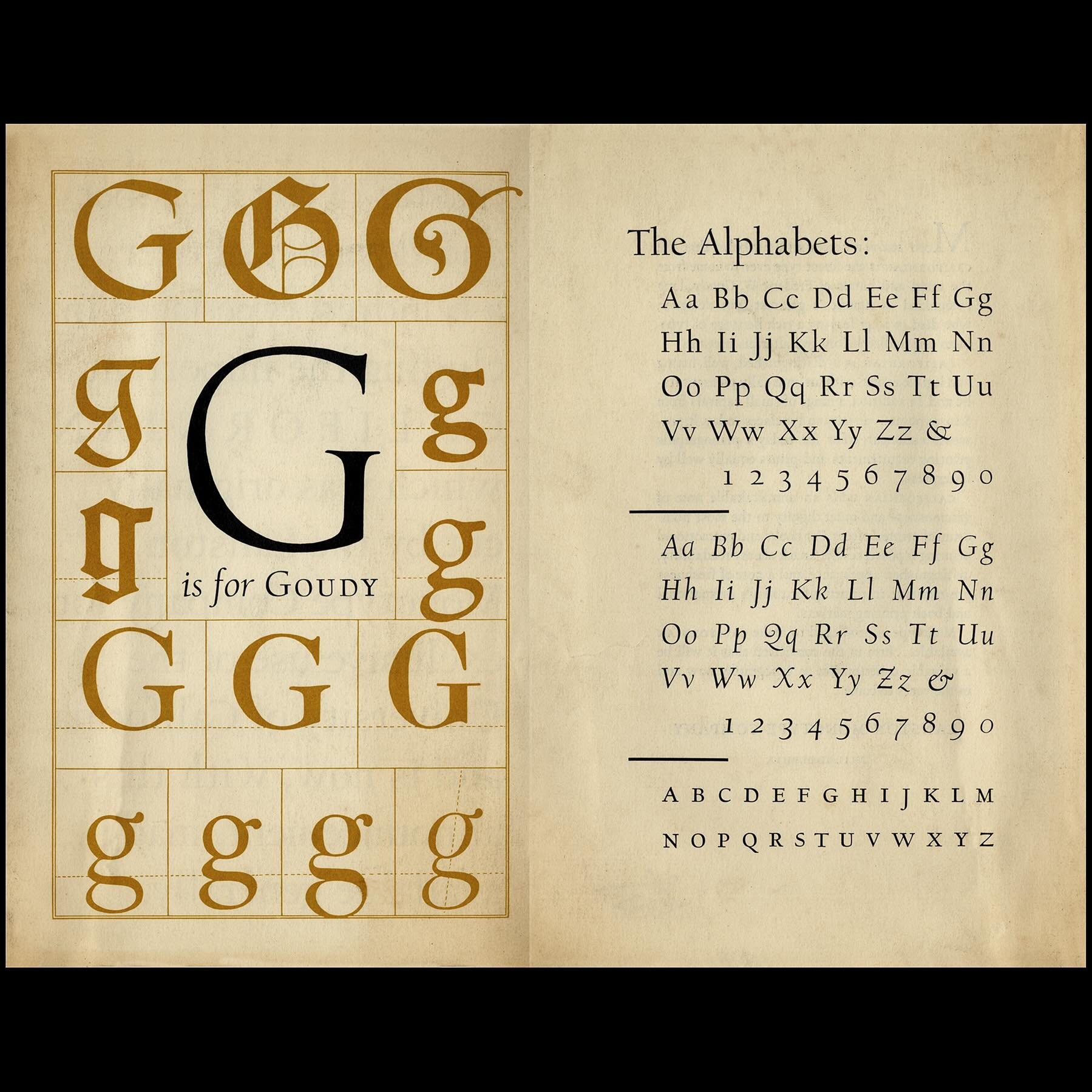 Pages 1 &amp; 4 of a prospectus from the Lanston Monotype Company, Philadelphia, PA, announcing, in 1958, that the typeface Californian, designed by Frederic W. Goudy (8 March 1865 &ndash; 11 May 1947), is now available generally. This typeface was o
