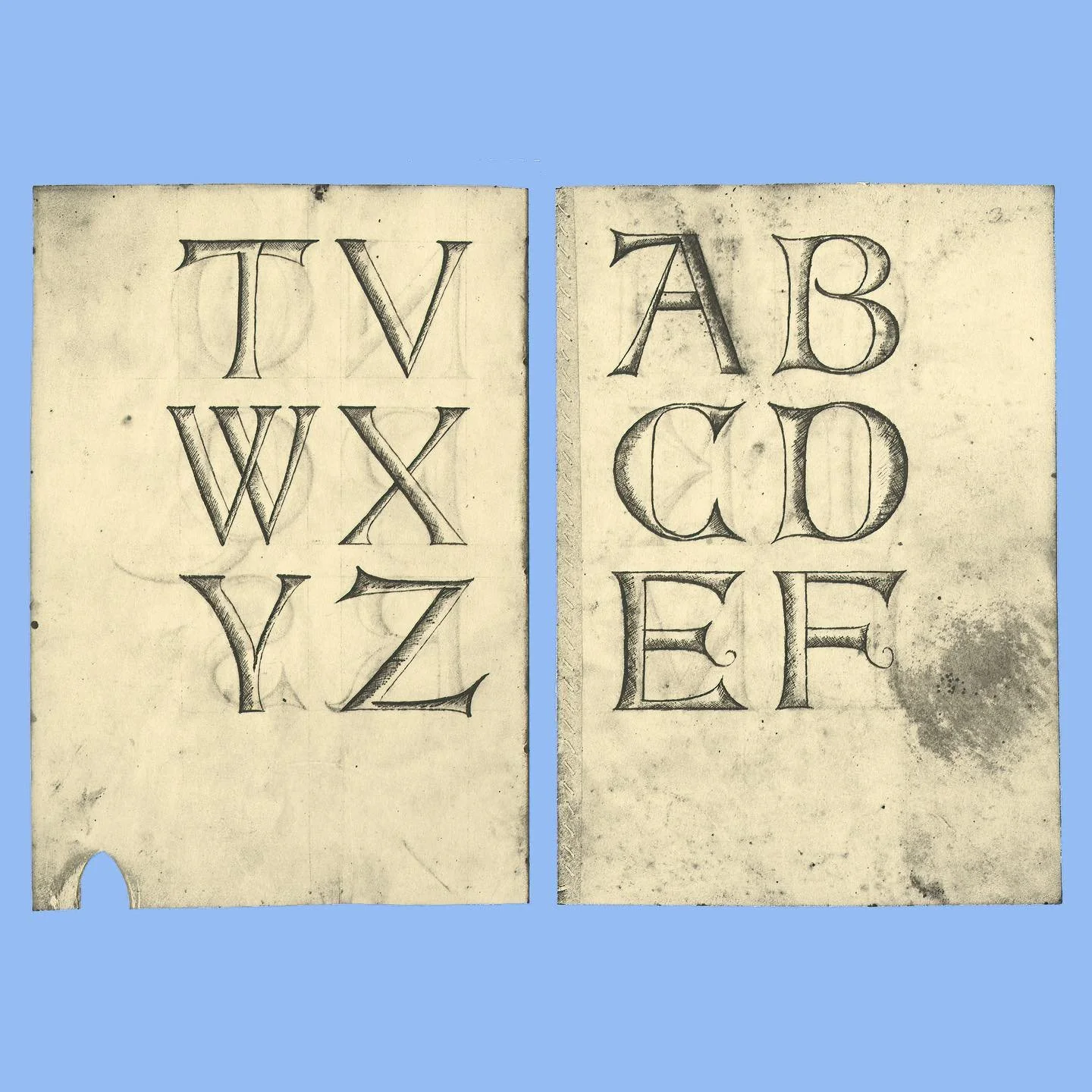 Two leaves from a model book for scribes ca. 1510-1517 by Gregorius Bock, a master scribe active in the first quarter of the sixteenth century in Swabia, a cultural, historic and linguistic region in southwestern Germany. This scribal pattern book on