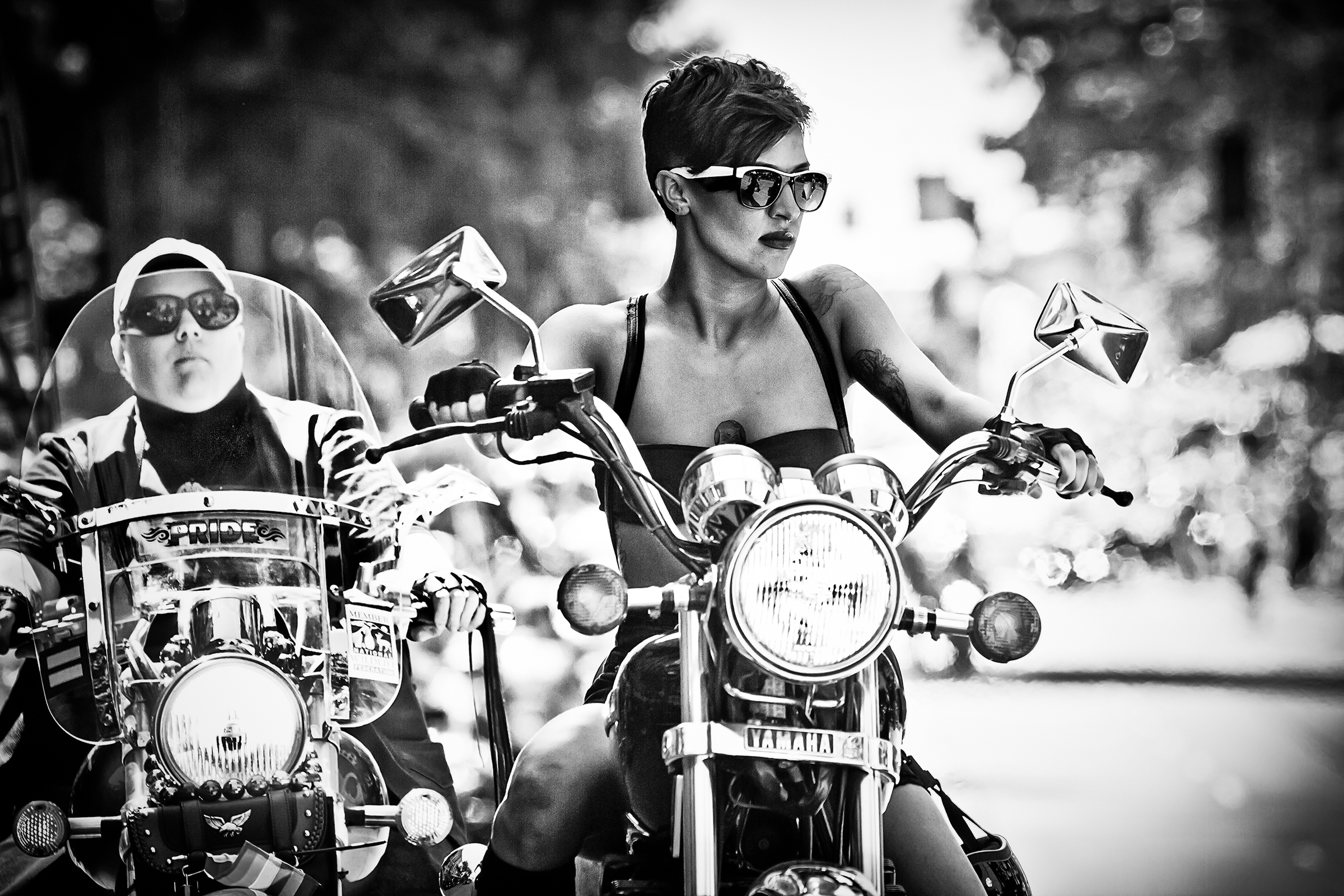 Sonja Basha rides in the Dykes on Bikes portion of the Seattle Pride Parade on June 26th, 2011.