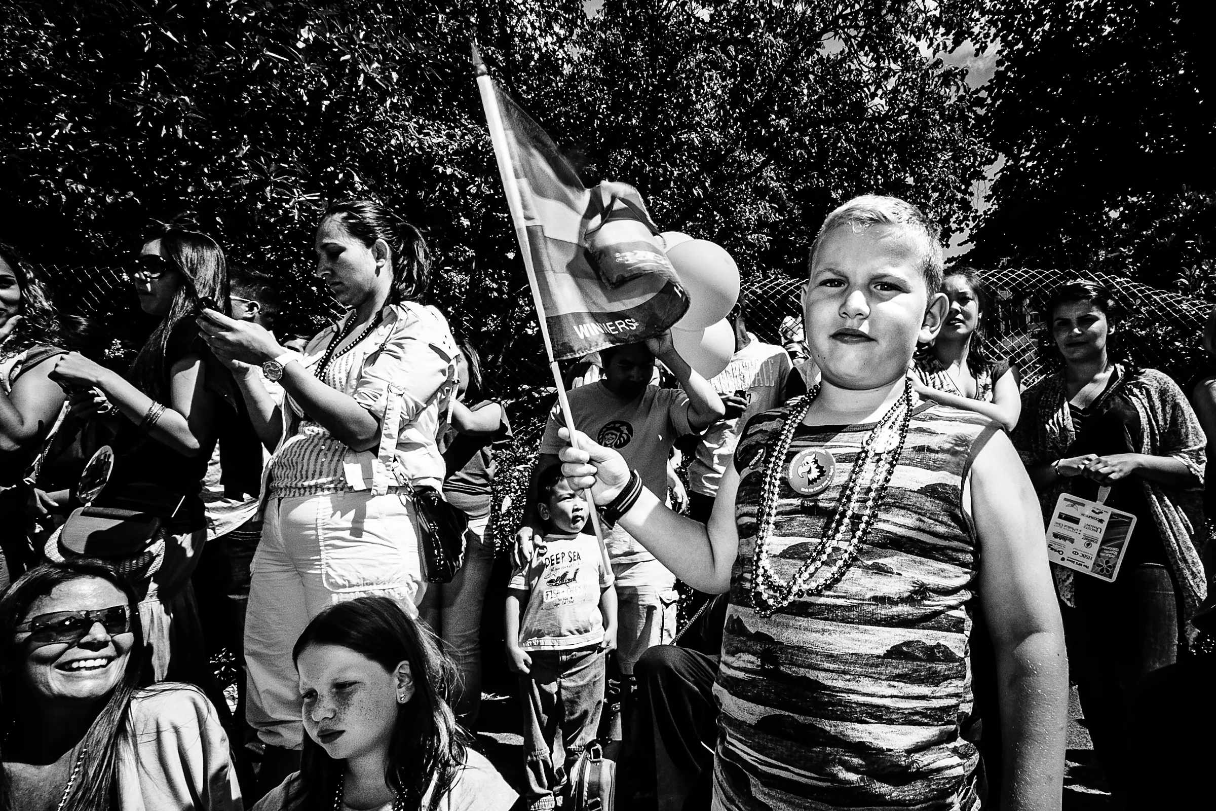 A young spectator watches the Vancouver Pride Parade on July 31st, 2011.