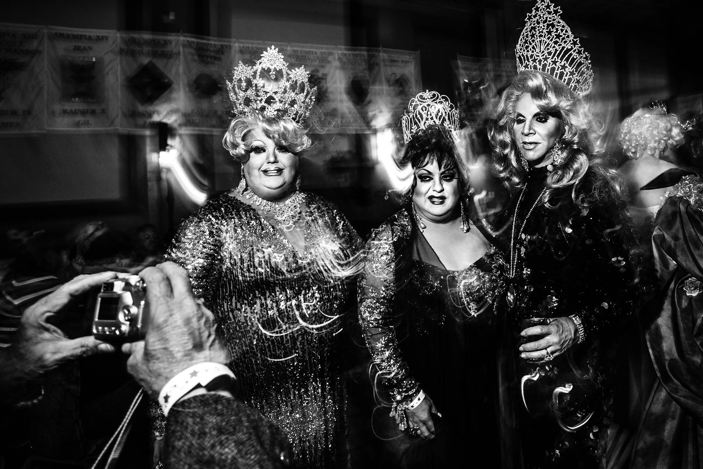 Female impersonators dress in their finest ball gowns at the Imperial Sovereign Court of Seattle's annual Coronation at the Renaissance Ballroom on February 7th, 2015, in Seattle.