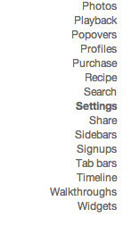 Bottom part of the left panel: subcategories under the main category