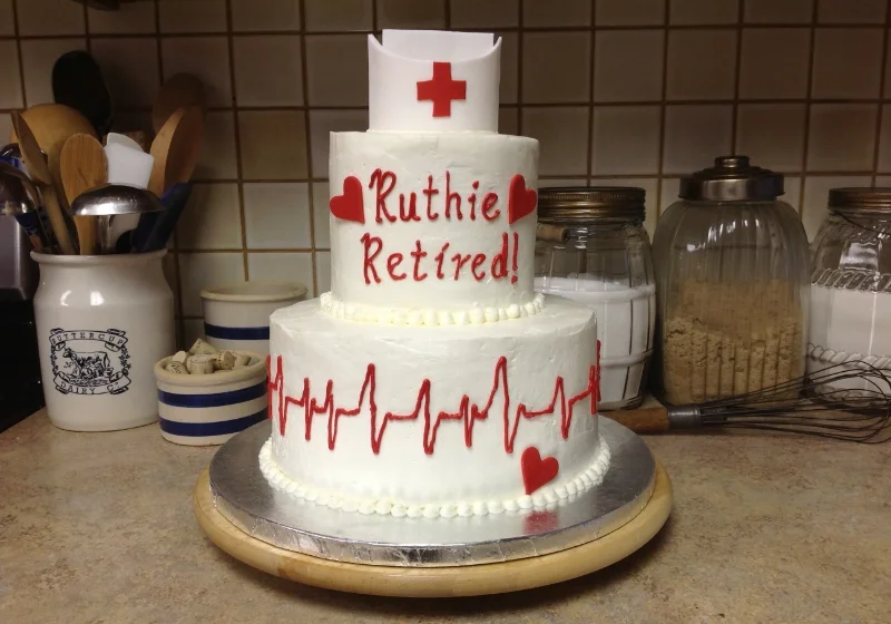 Fondant nurses' cap and hearts done by my friend, Annika.