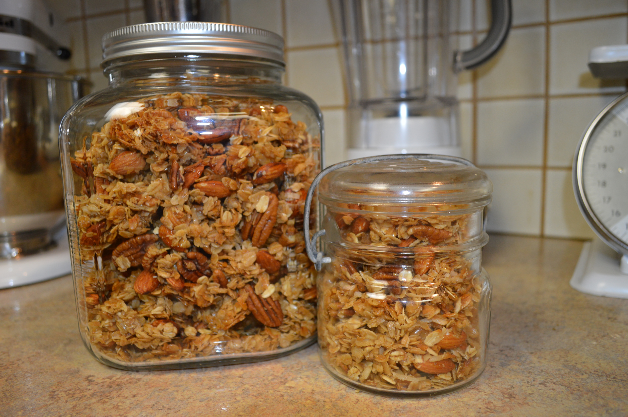 Granola in a jar...ready for guests.