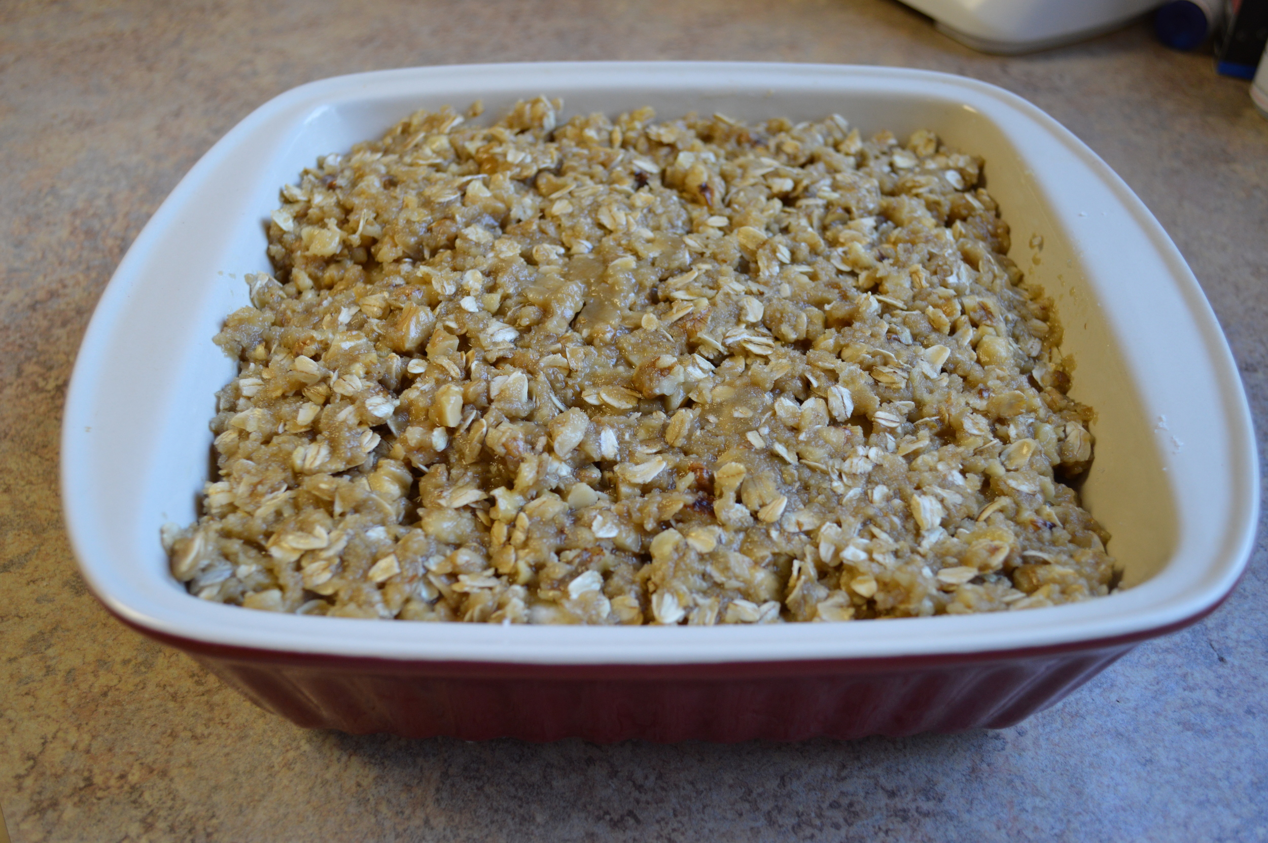 With topping spread on...