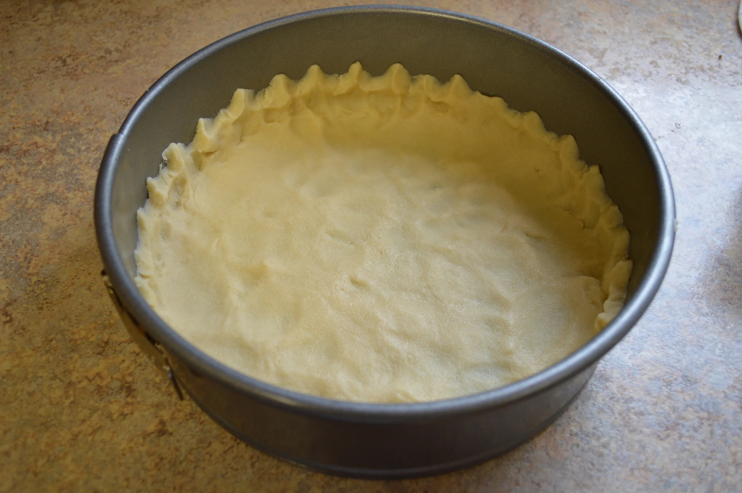 Pastry dough pressed in 9" springform pan...