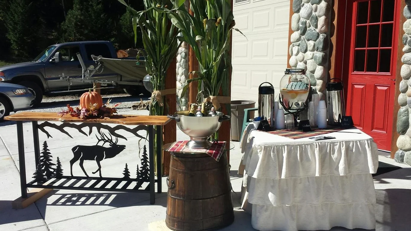 The beverage station...Hot cider and sparkling cider, citrus infused water, and hot coffee...of course!