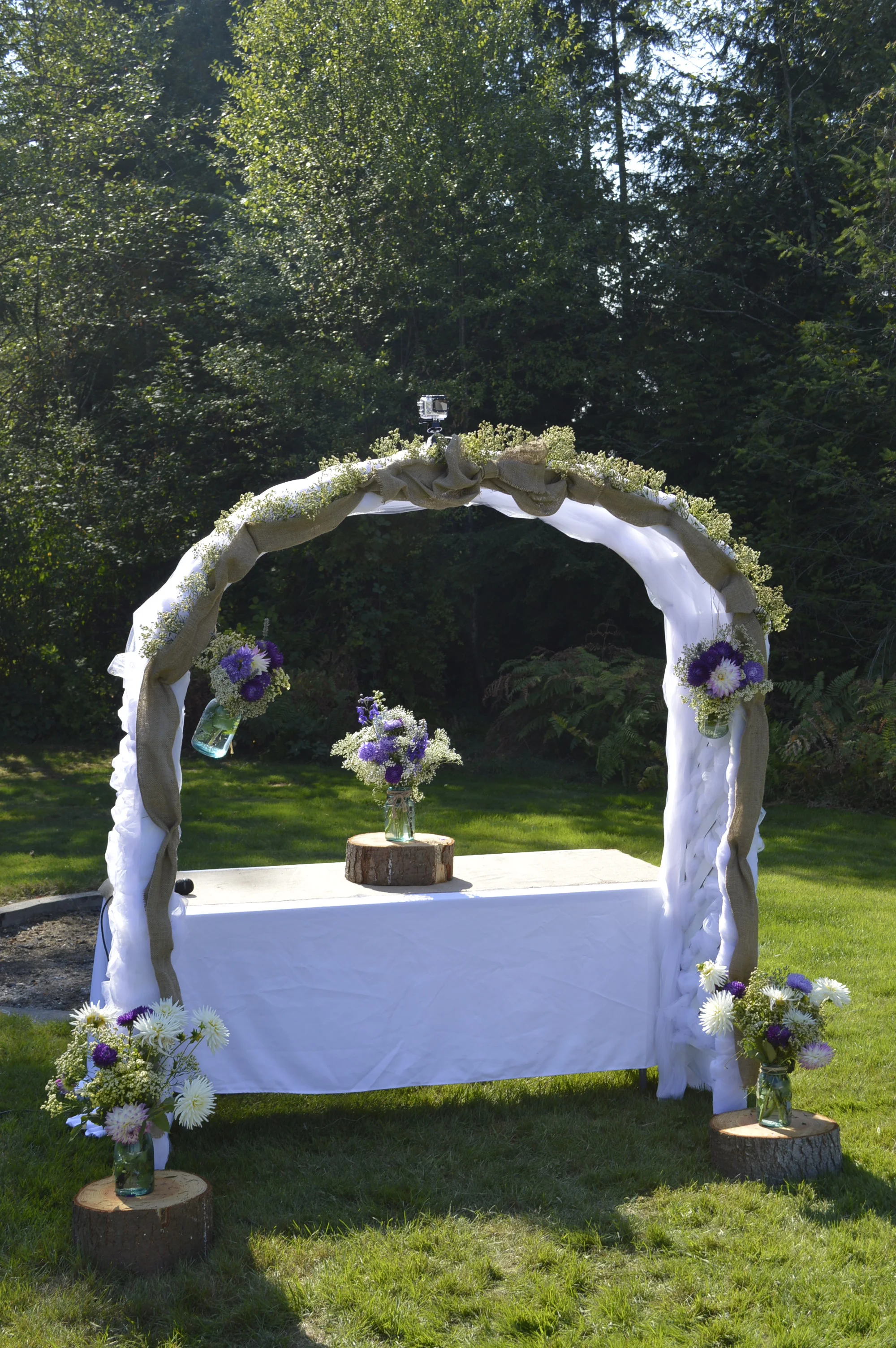 The bride's aunts assembled this lovely arch...