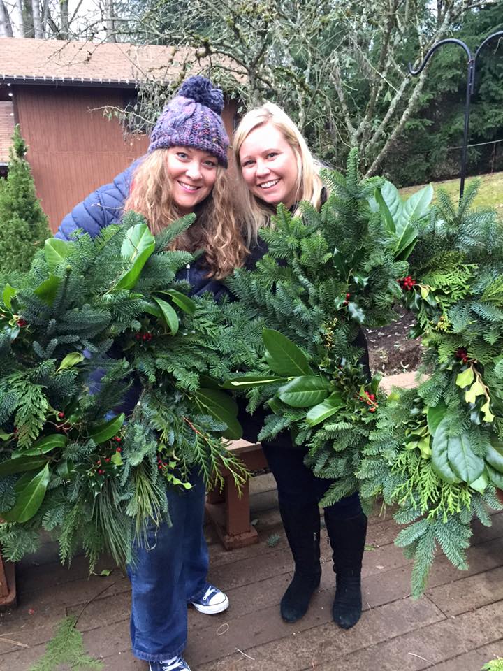 Amy and Rachel's artistry in wreath form...