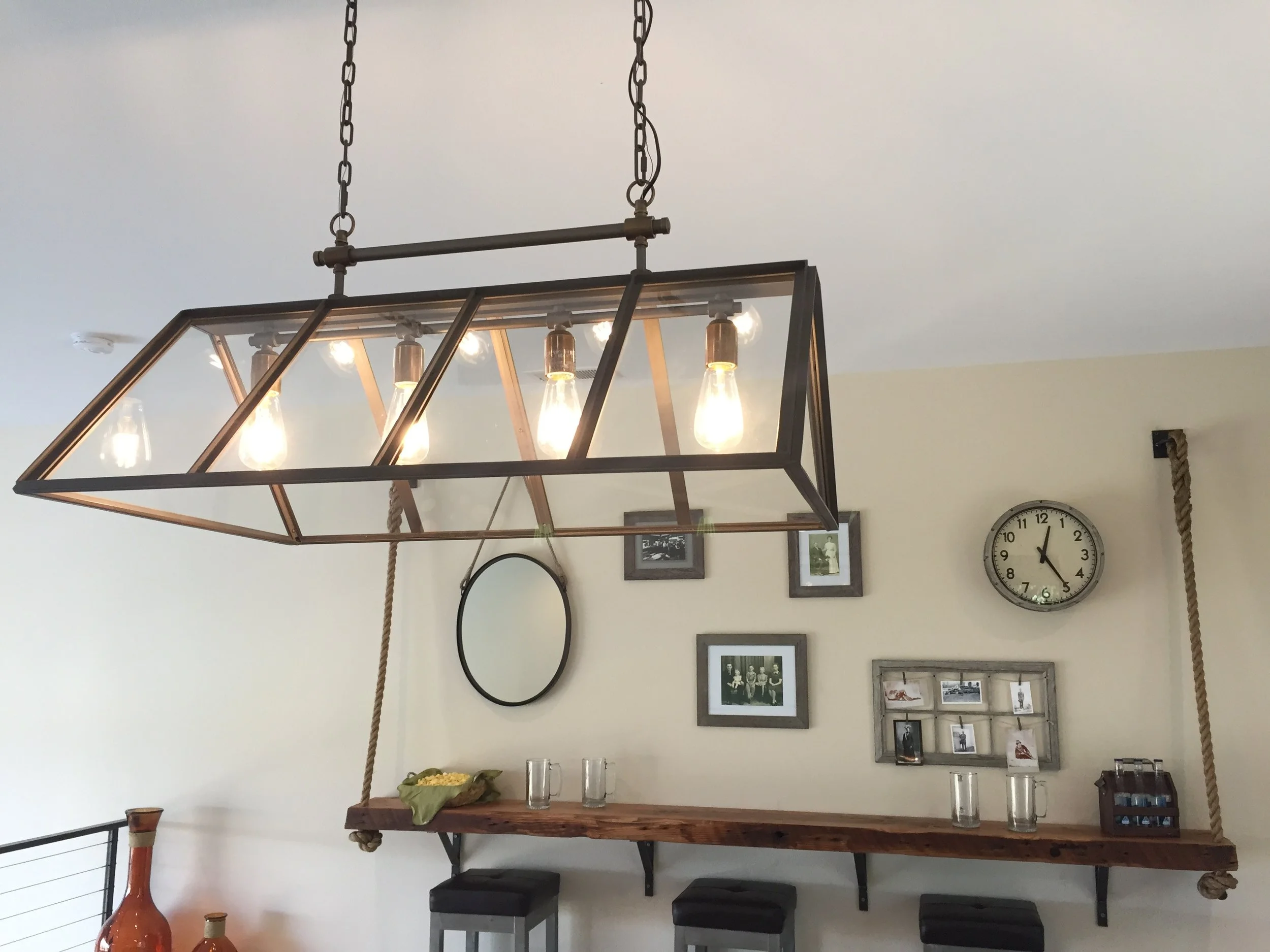 This was in a loft space...loved the natural edge seating bar too.