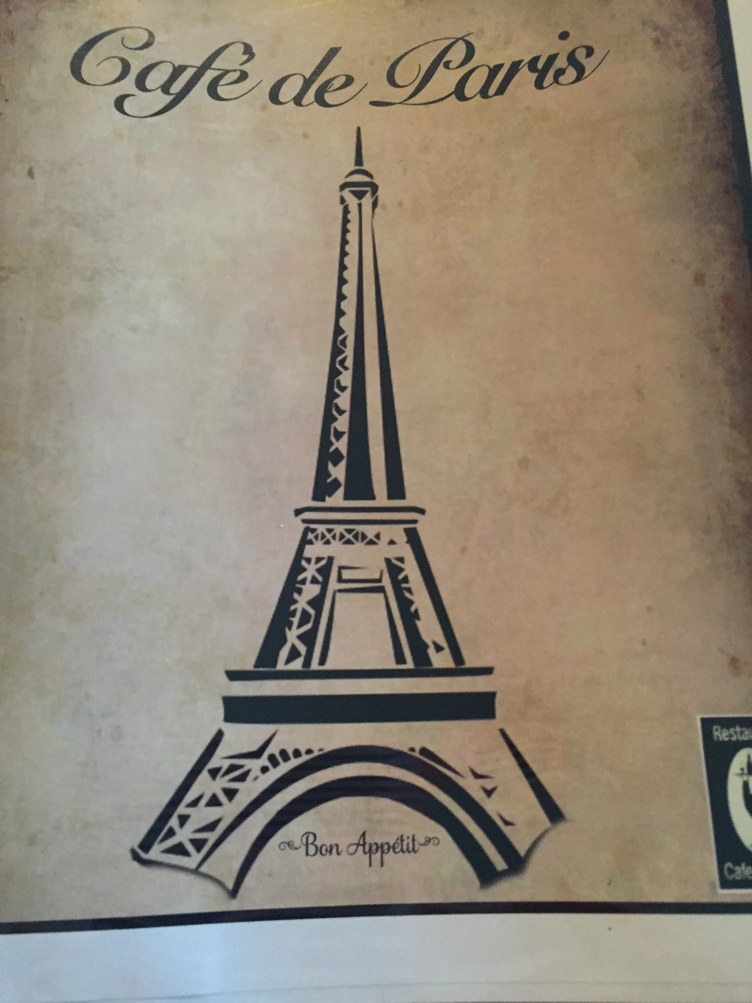 The menu cover...