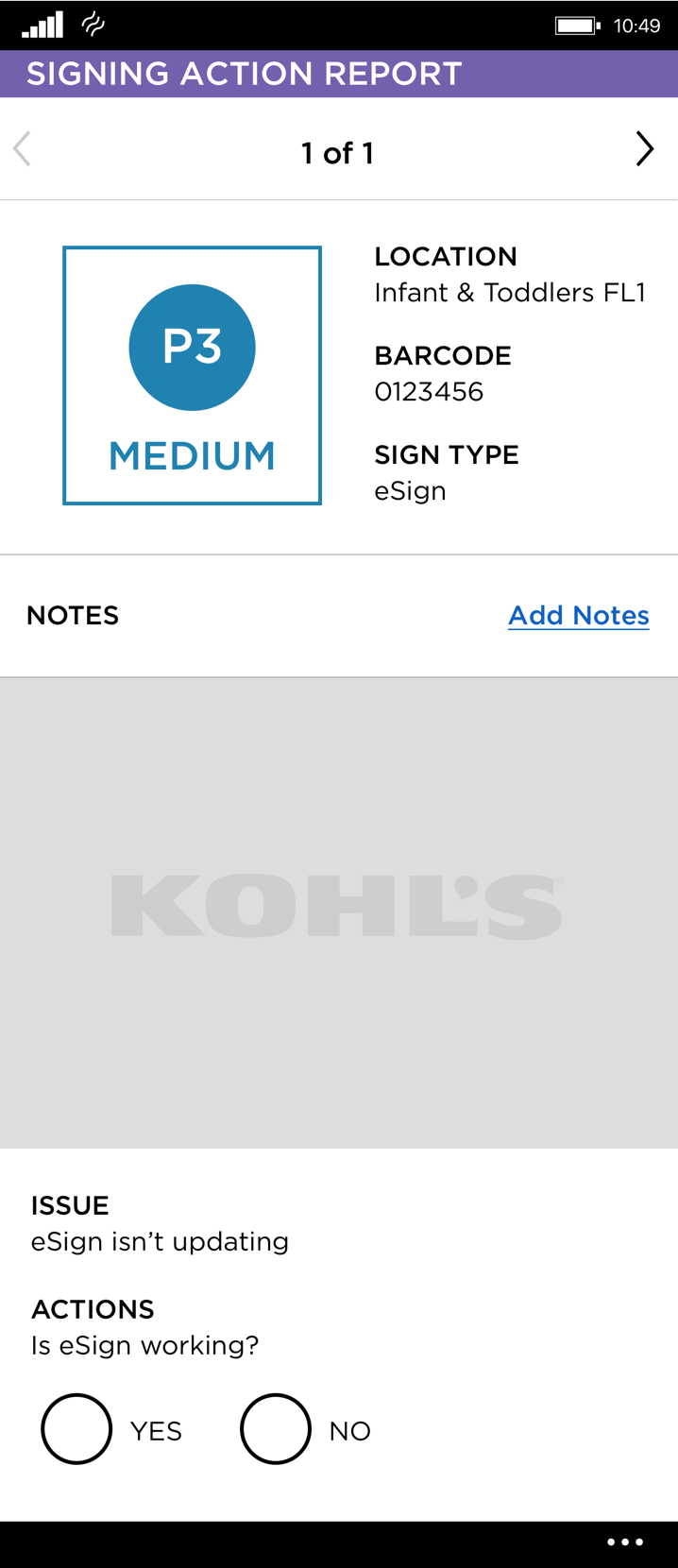 Kohl's eSign Report App