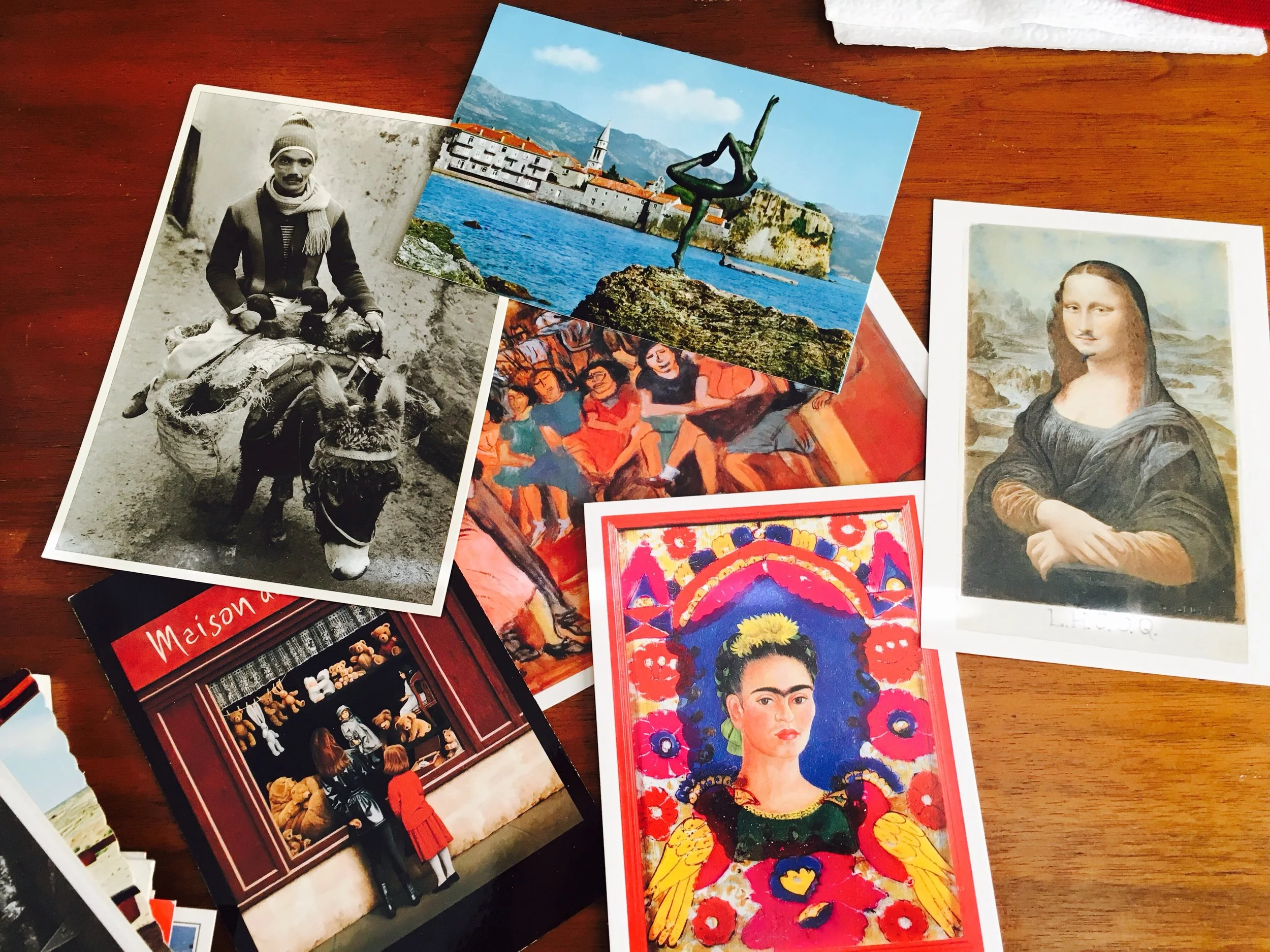 Samples of some of the postcards. Love the Frida one.