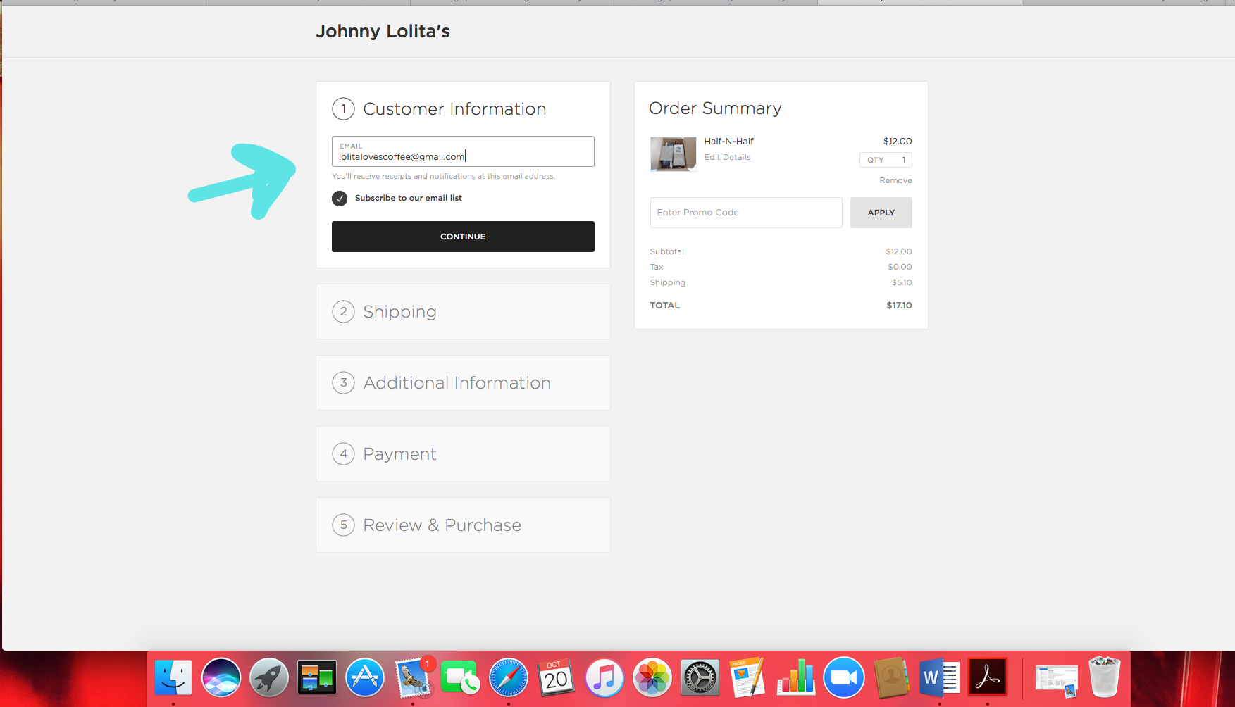 Enter email address to receive updates on your order