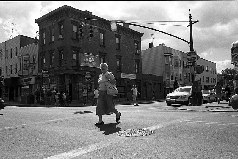 A Polish woman crossing the street. Greenpoint, Brooklyn 2008