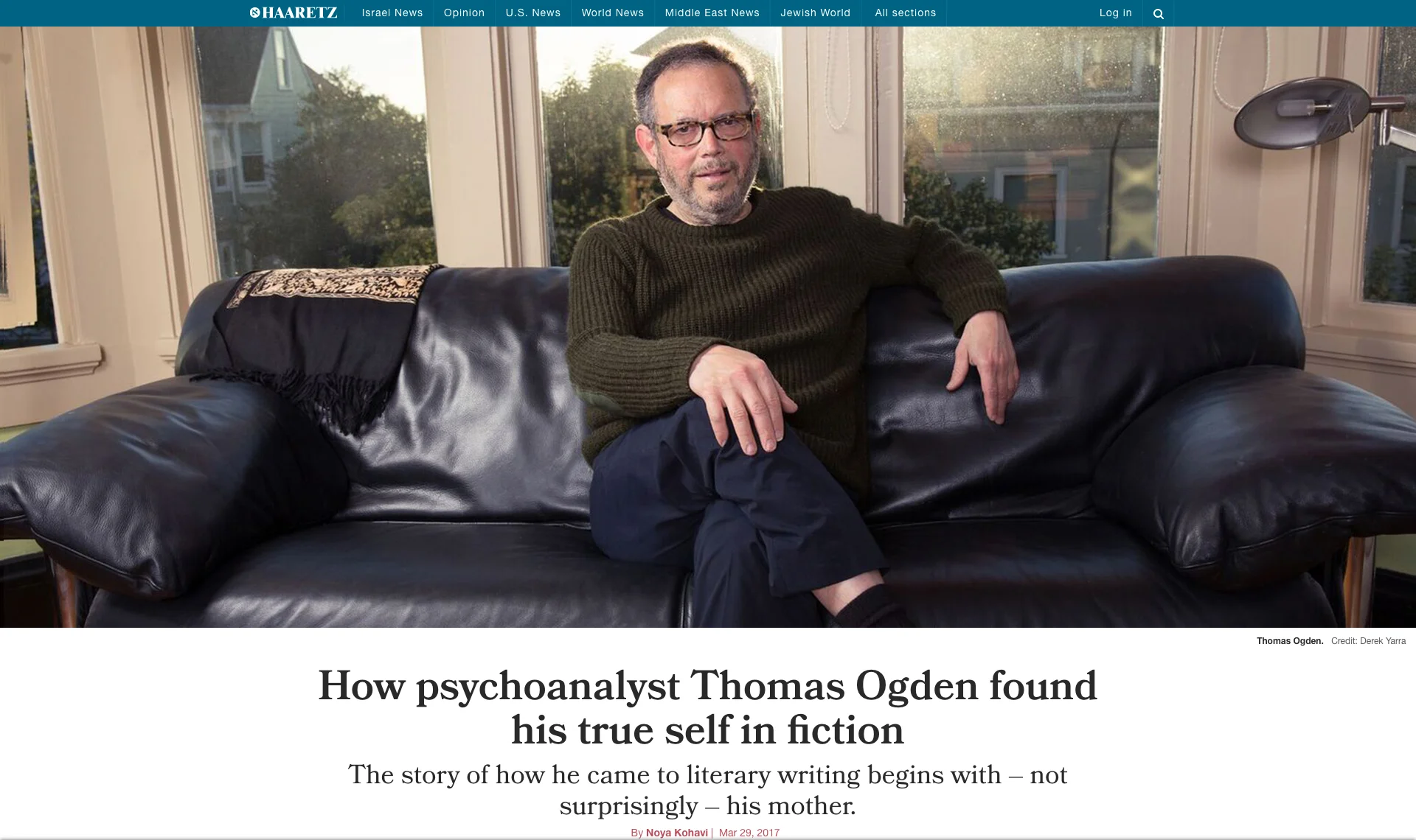 Thomas Ogden for Ha'aretz (English Version)