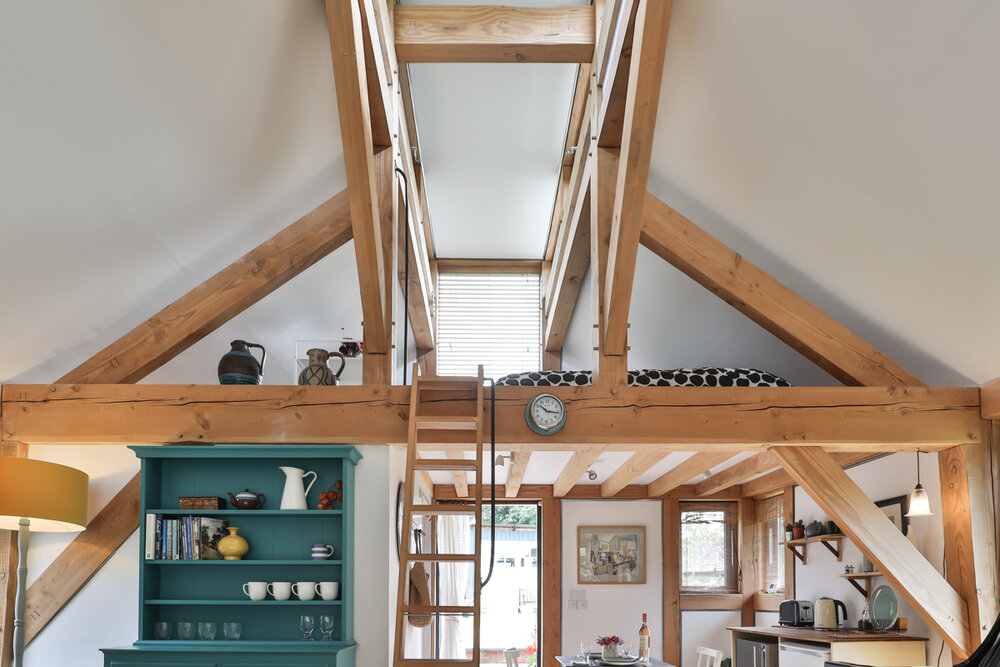 Unique Timber Framed Barn photographed for a eco-friendly retreat