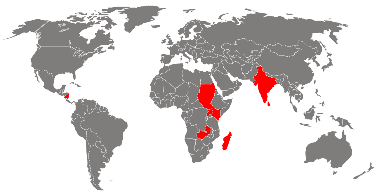 World Map of Countries Where Designs For Hope Product is Located.