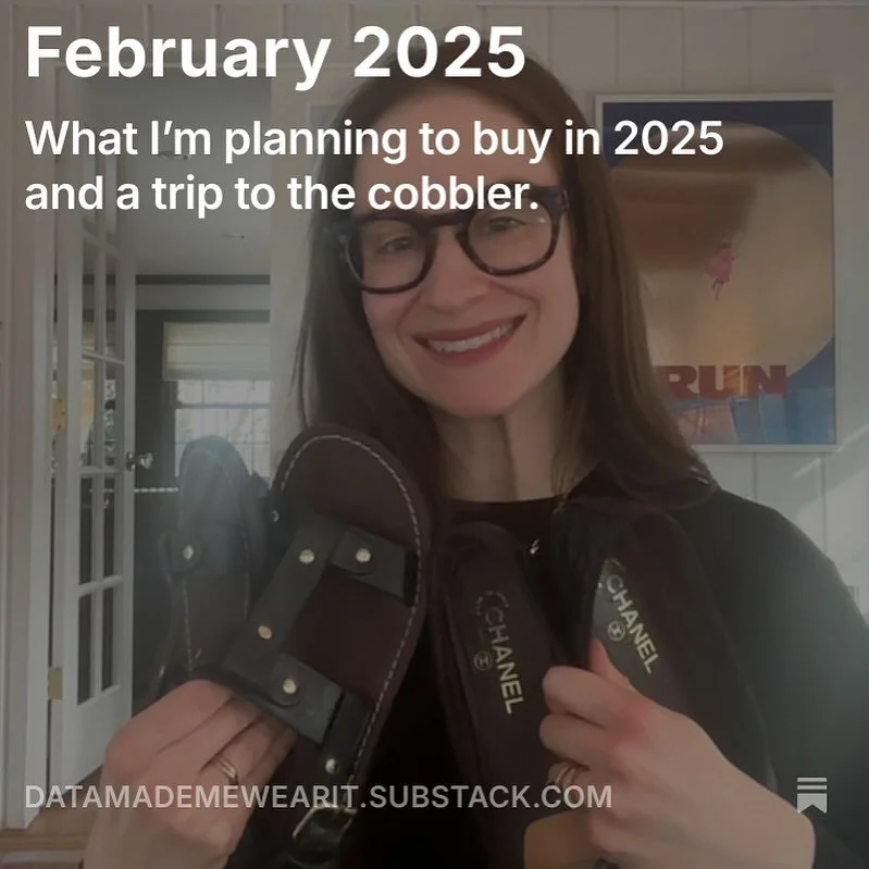 This month is all about looking ahead: how my wardrobe will carry me through 2025, what I might buy, and why a trip to the cobbler is always worth it. substack.com/datamademewearit (link in bio)
#SustainableFashion
#FashionData #SlowFashion #MindfulS