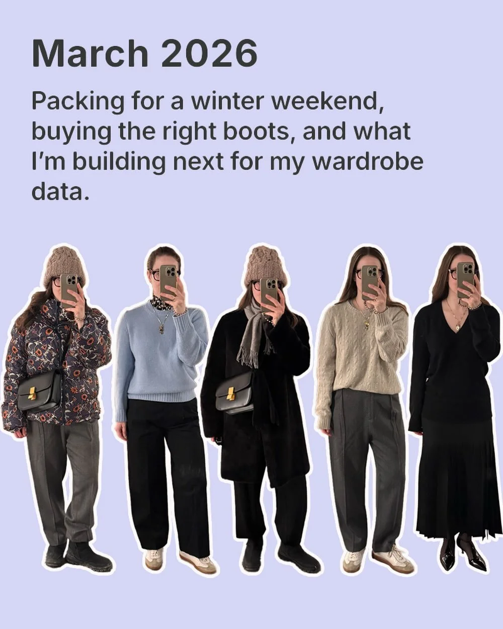 This month&rsquo;s post is about what changed when I packed less. A winter weekend trip to Montreal forced me to fit everything into a carry-on&mdash;and it unexpectedly made getting dressed easier and my outfits better. 🔗 link in bio  #wearingmywar