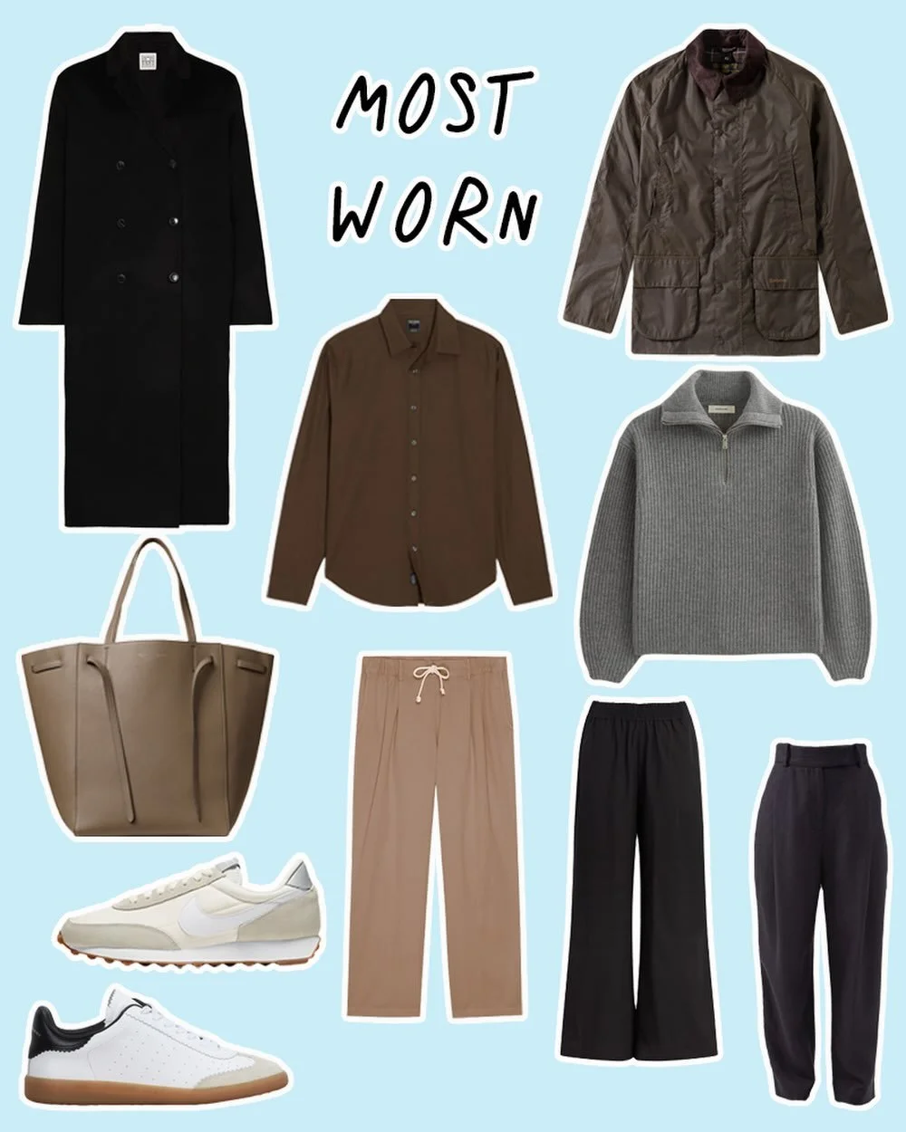 November&rsquo;s most worn shows how earth-colored my Fall wardrobe has been. I&rsquo;m back to wearing trousers almost every day.