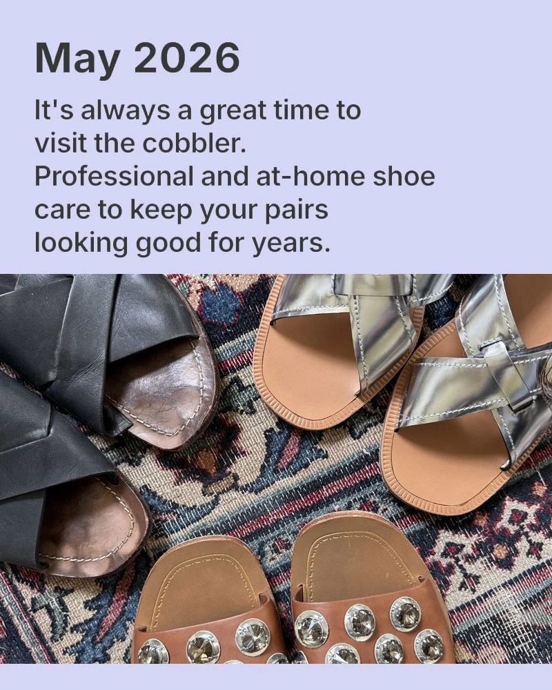 It's always a good time to visit the cobbler! This month I&rsquo;m talking all about shoe care 🔗 link in bio #wearingmywardrobe #wardrobedata #sustainability #shoecare