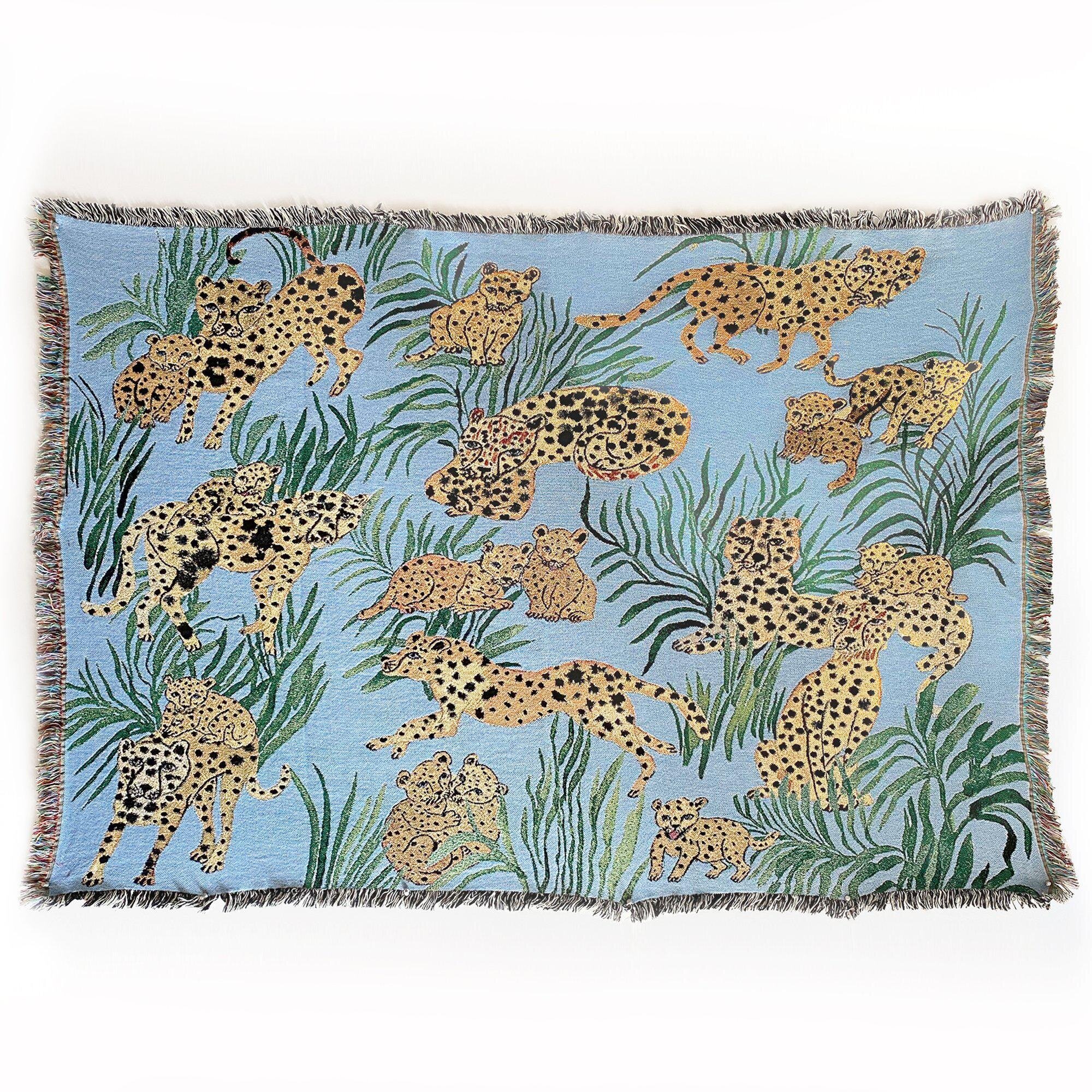 Olivia Wendel Cheetah Baby Blue Blanket 