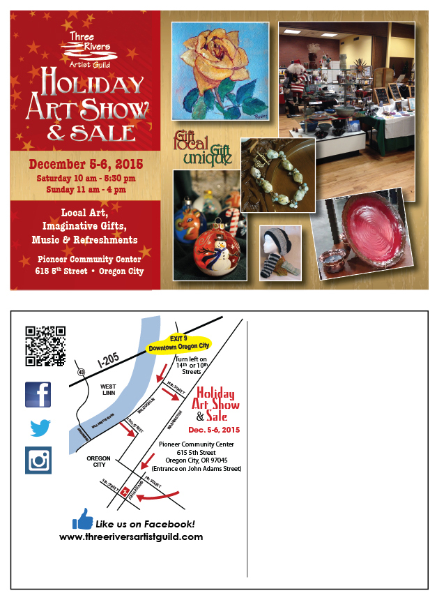 Three Rivers Artist Gallery Holiday Show, December 5-6, Oregon City