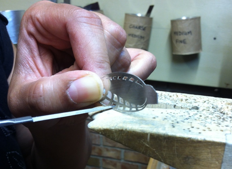  Ugh, filing. Occasionally my sawblade may stray off course, and this is the time to clean up the bumps and inconsistencies with these itty-bitty escapement files. In jewelry there are needle files and then, there are escapement files. Aside from my 
