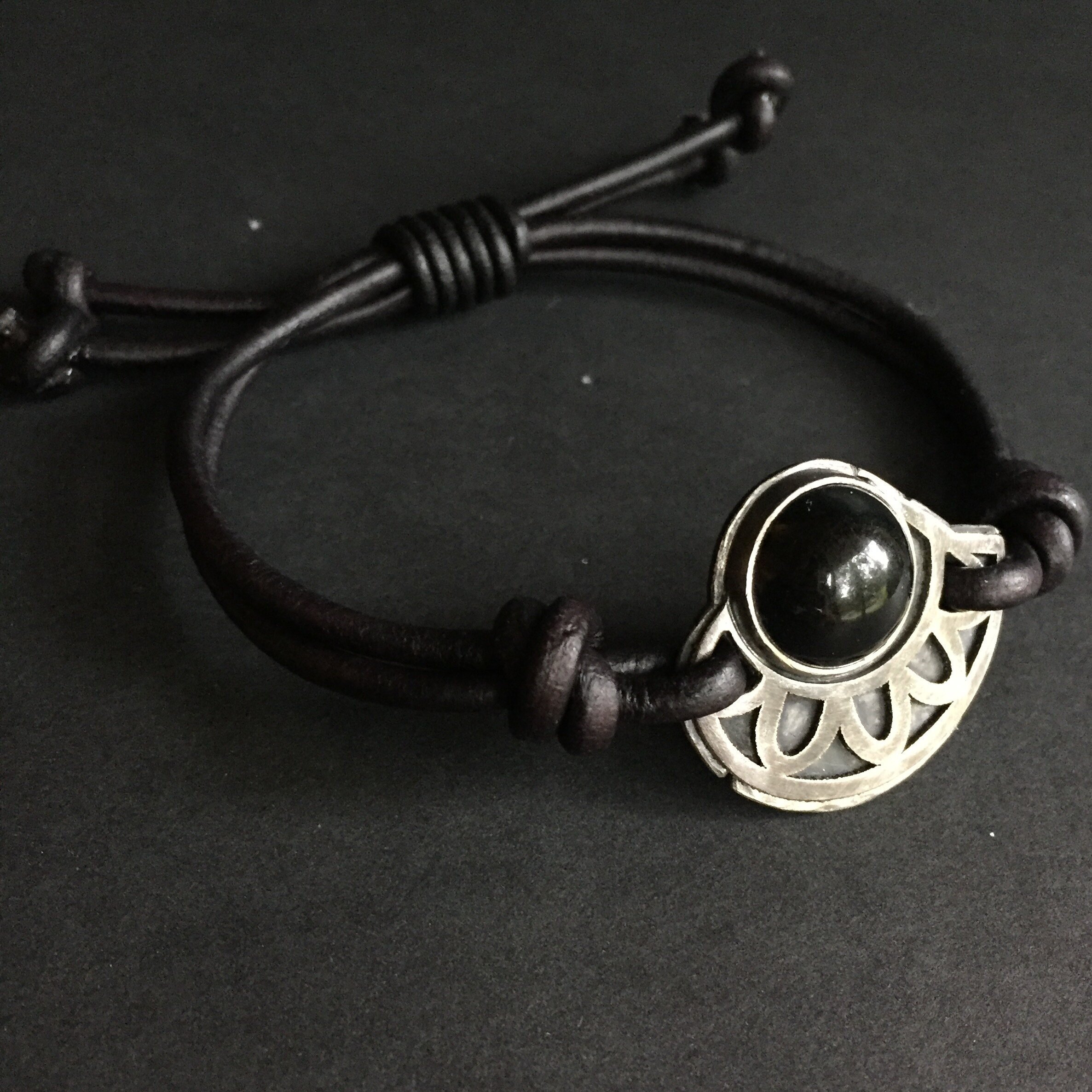 Eye of Horus Onyx &amp; Leather (custom)