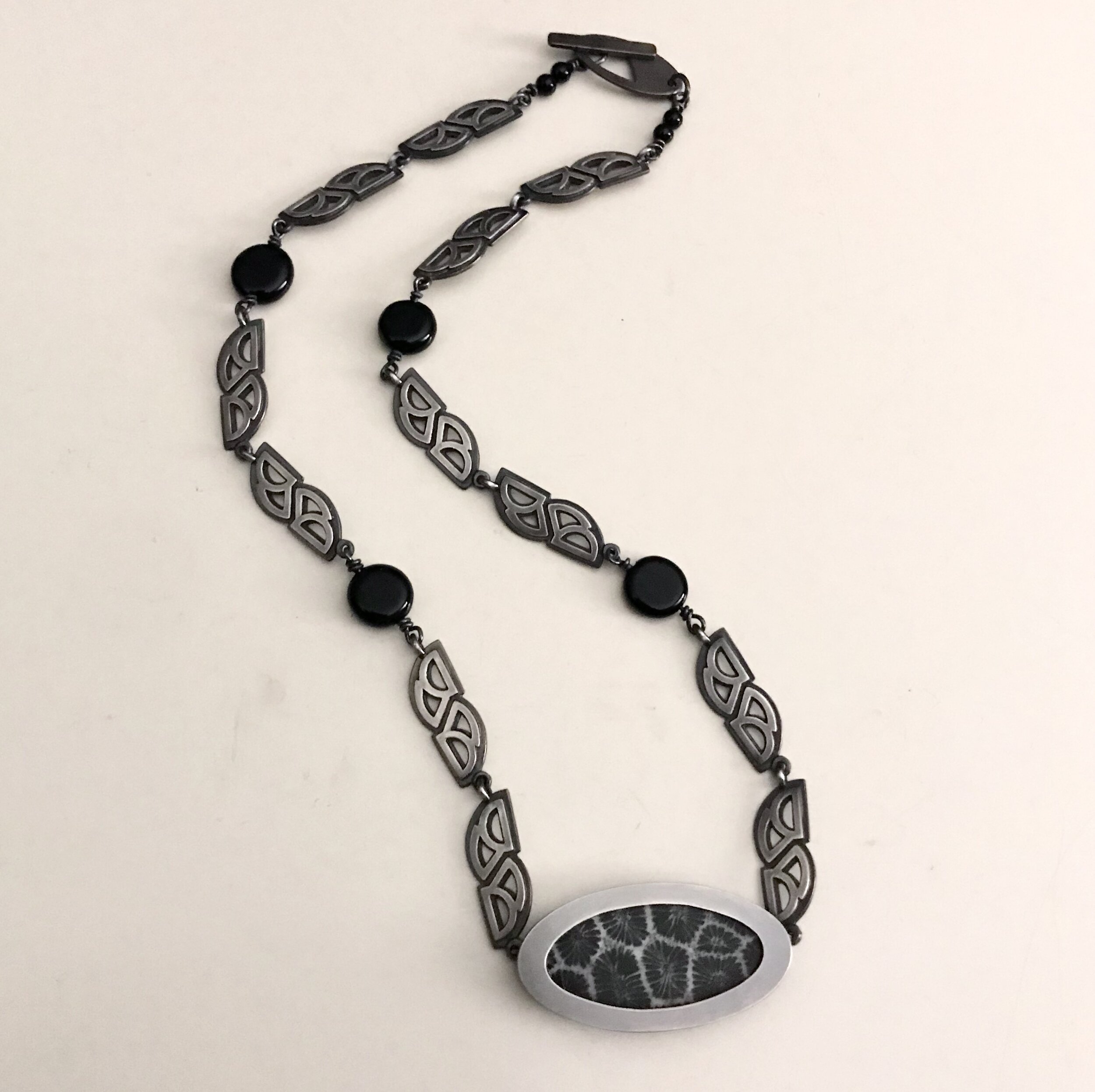 Protracter Series with Fossilized Coral &amp; Onyx $1600